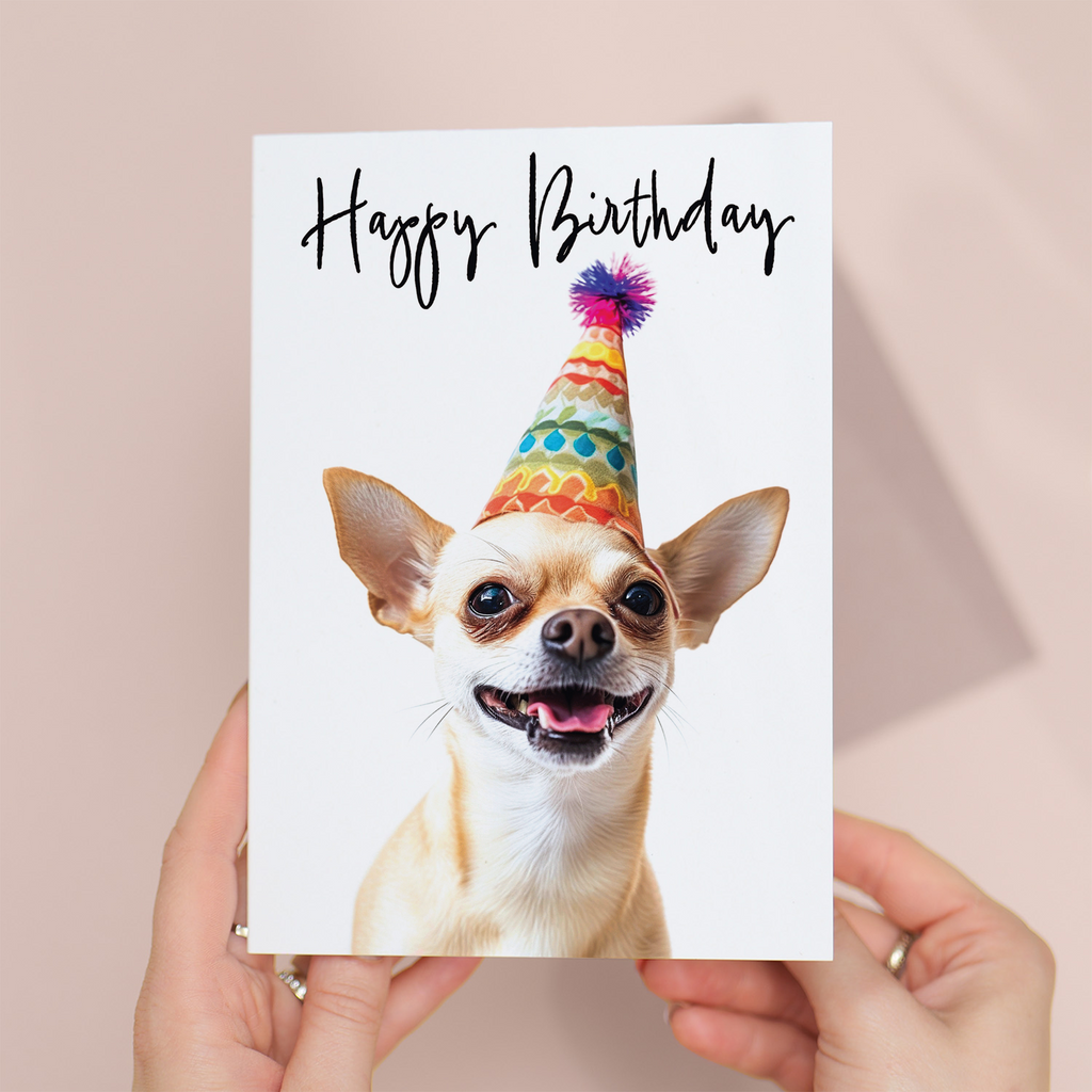 Charming Chihuahua Dog Birthday Card for Her and Him, Eco-Friendly Material, Sustainable Greeting Card
