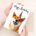 Adorable Shiba Inu Dog Birthday Card, Eco-Friendly Material, For Him or Her