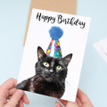 Charming Black Cat Birthday Card, Eco-Friendly Material, For Him or Her