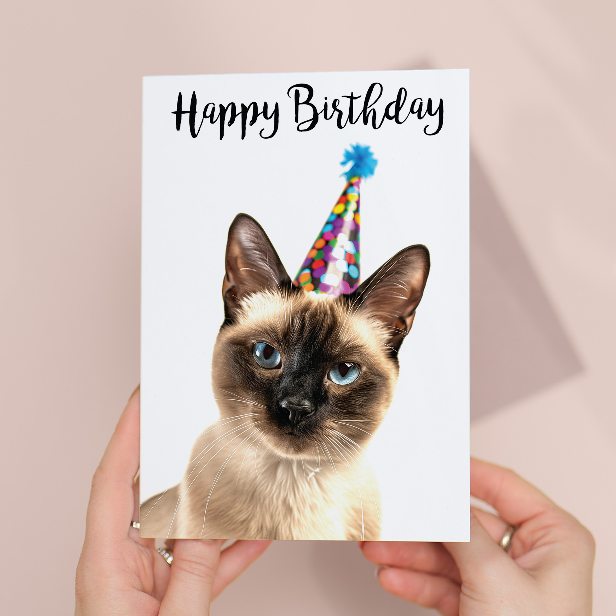 Siamese Cat Birthday Card for Friend Son Daughter Him Her Anyone