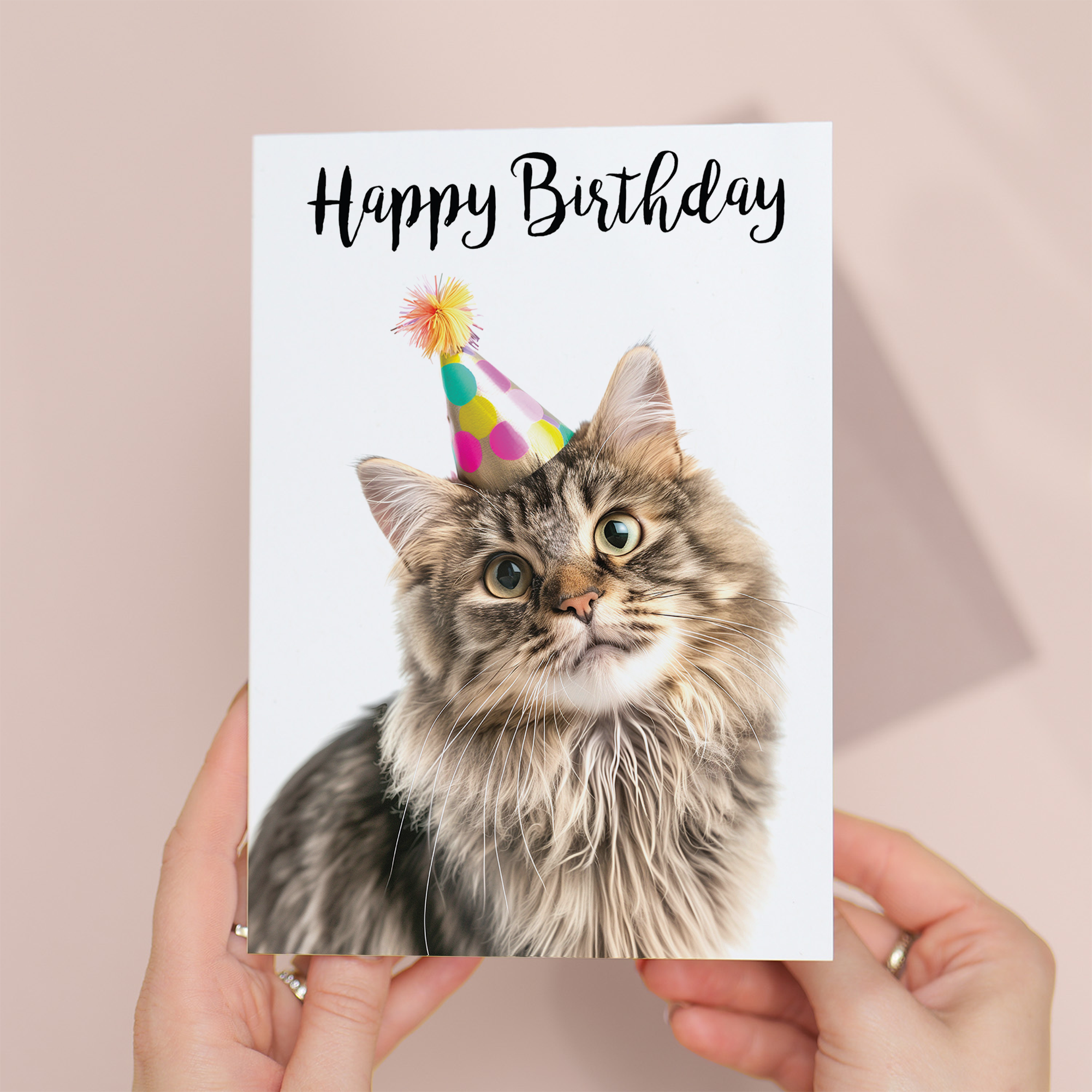 Adorable Persian Longhair Cat Birthday Card, Eco-Friendly Material, For Him or Her