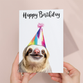 Adorable Sloth Birthday Card, Eco-Friendly Material, For Him or Her