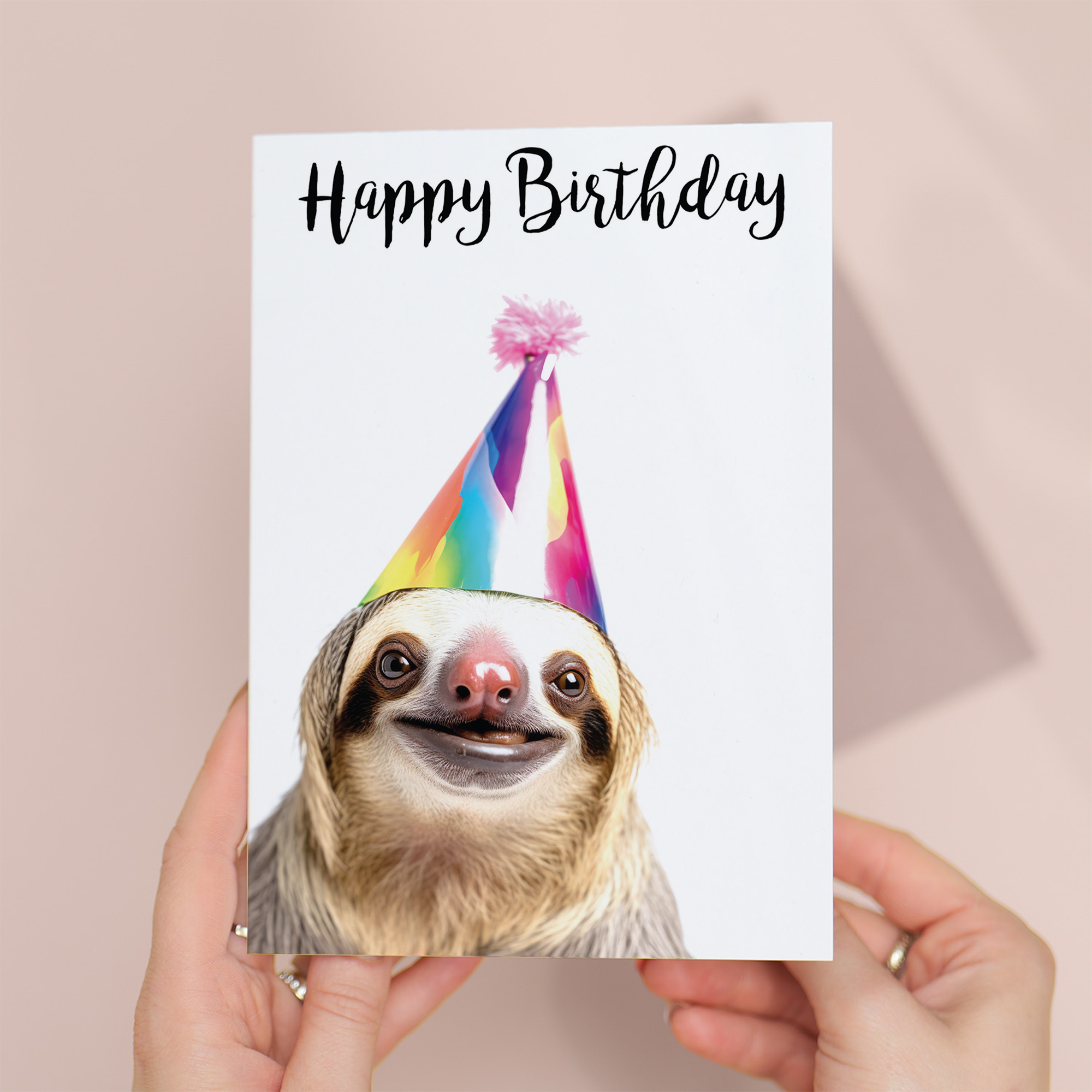 Adorable Sloth Birthday Card, Eco-Friendly Material, For Him or Her