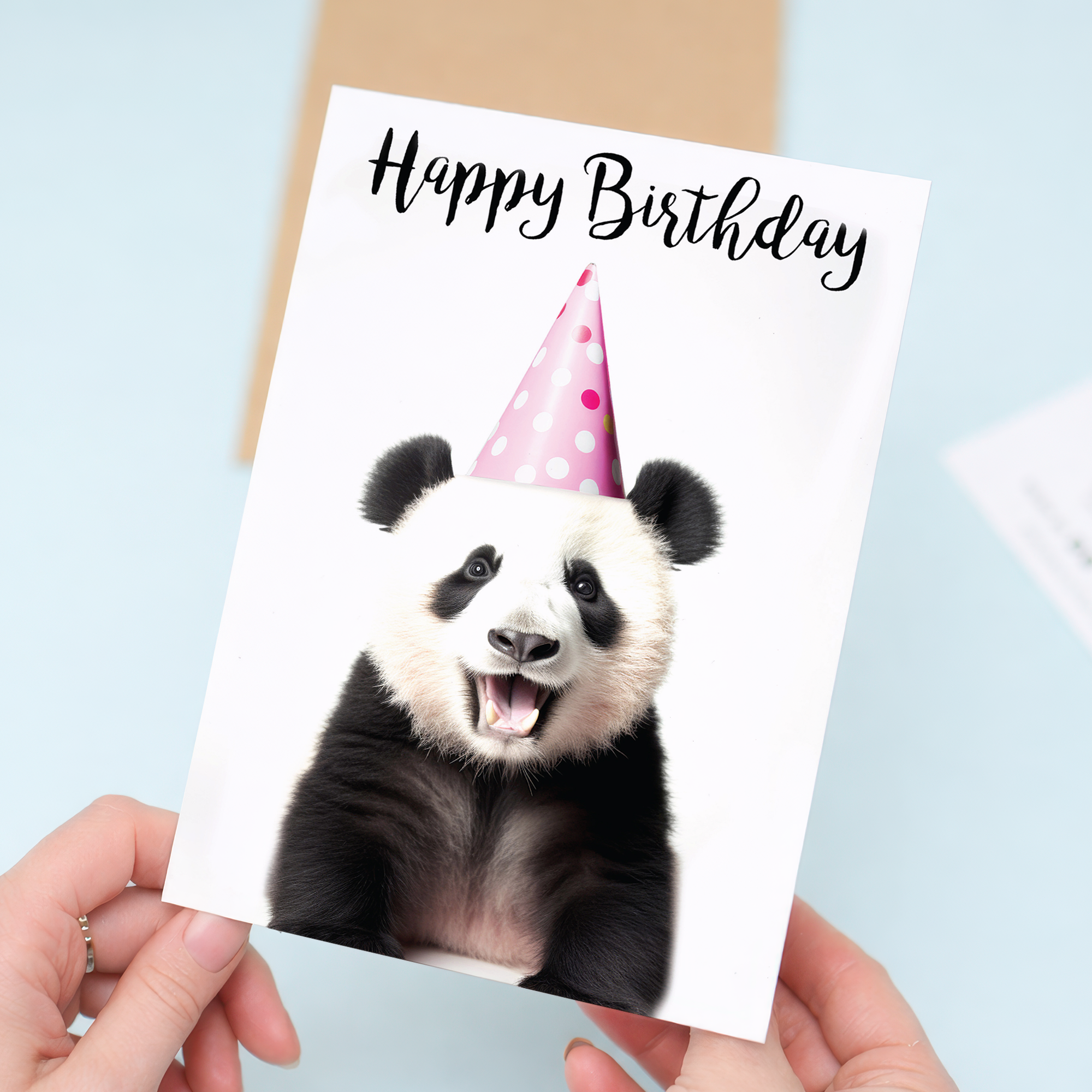 Fun Panda Birthday Card with Eco-Friendly Material, For Him or Her, Happy Birthday Panda Design