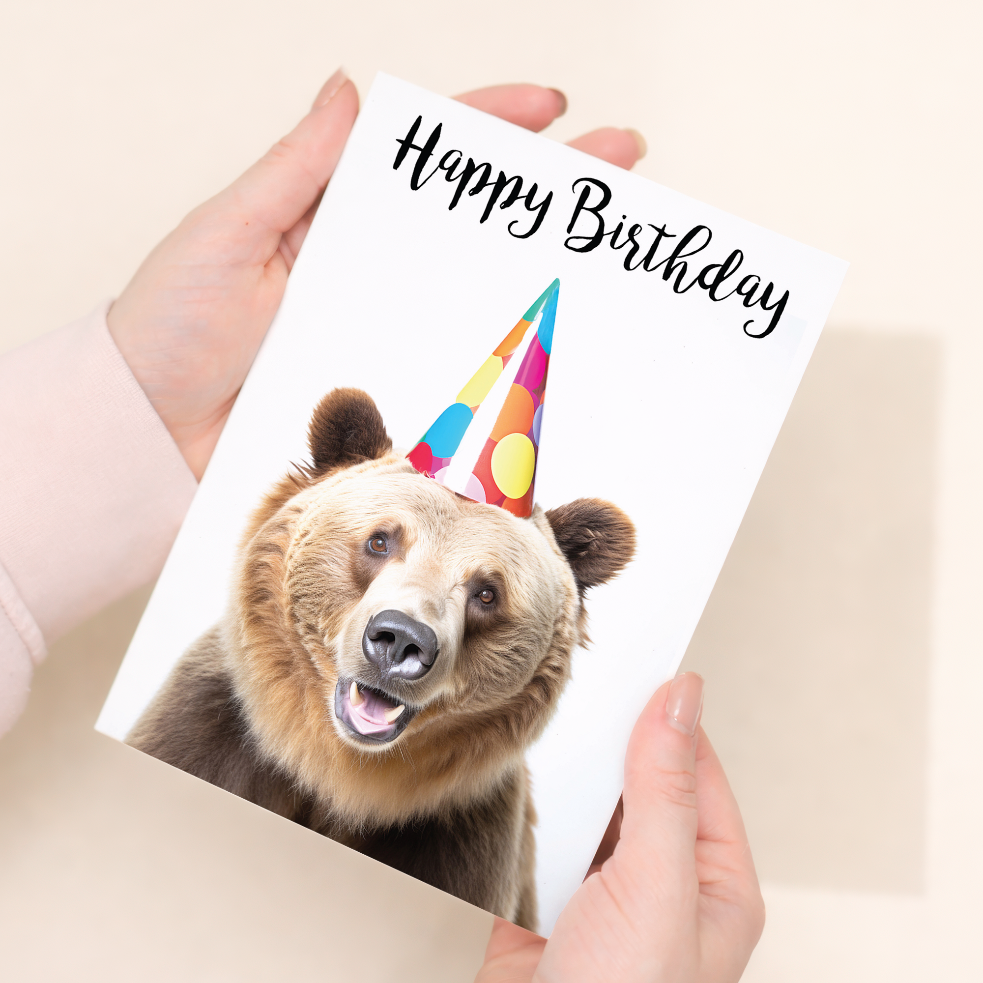 Adorable Brown Bear Birthday Card, Eco-Friendly Material, For Him or Her