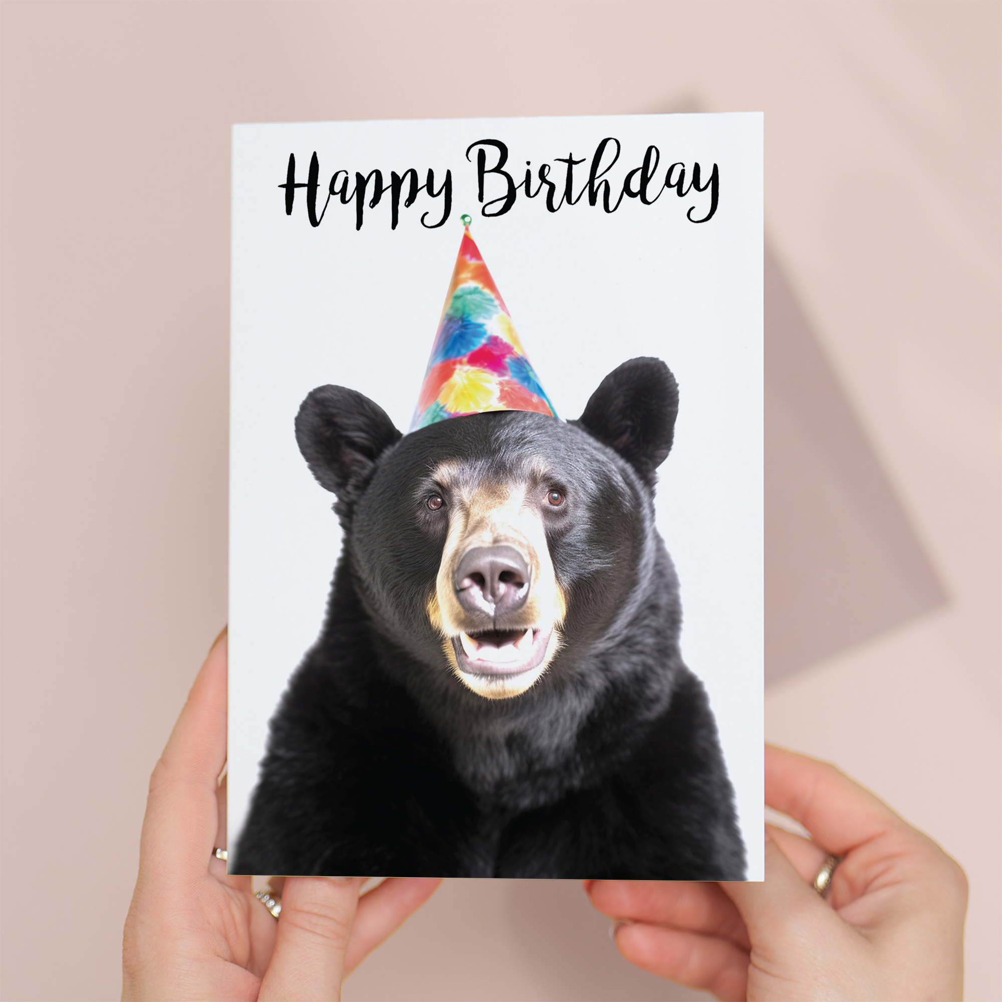 Fun Black Bear Birthday Card, Eco-Friendly Material, For Him or Her