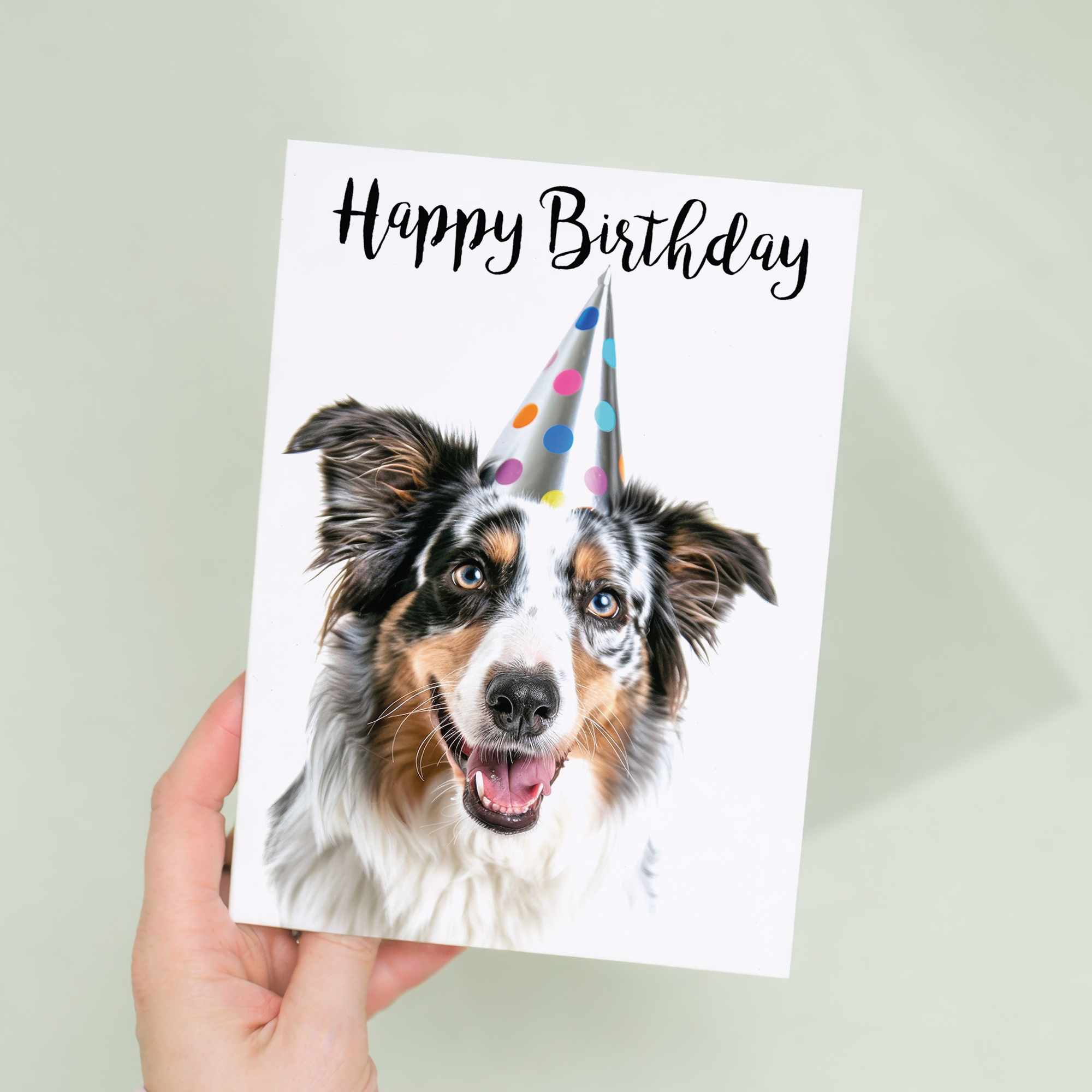 Australian Shepherd Dog Birthday Card with Eco-Friendly Kraft Envelope, For Him or Her