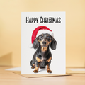 Whimsical Christmas Dachshund Dog Wearing a Santa Hat, Eco-Friendly Material, For Him or Her
