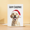 Adorable Golden Labrador Wearing a Santa Hat Christmas Card, Eco-Friendly Material, For Him or Her