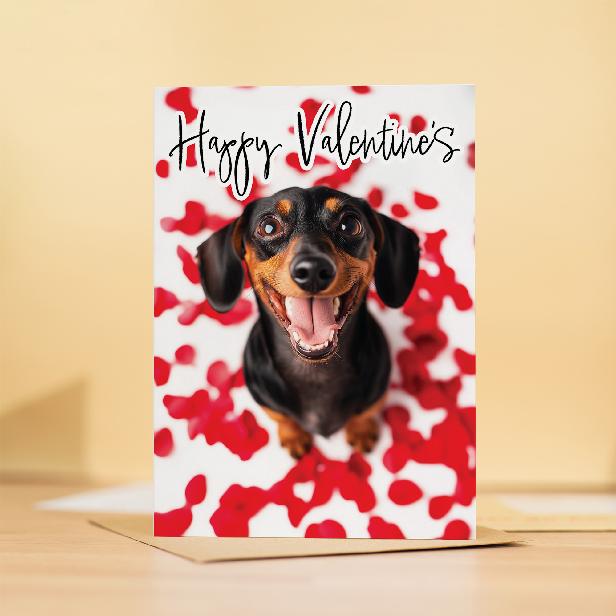 Adorable Dachshund Valentine's Day Card, Eco-Friendly Material, From the Dog for Him or Her