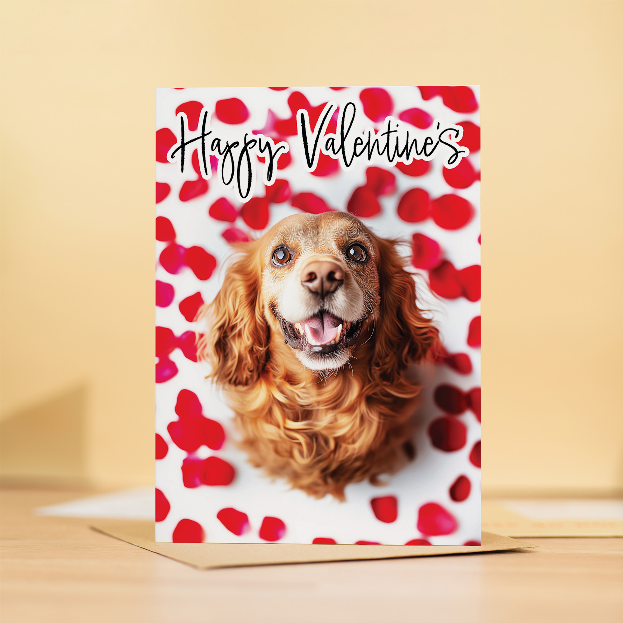 Valentine's Day Card featuring a Red Cocker Spaniel, Eco-Friendly Material, For Him or Her From The Dog