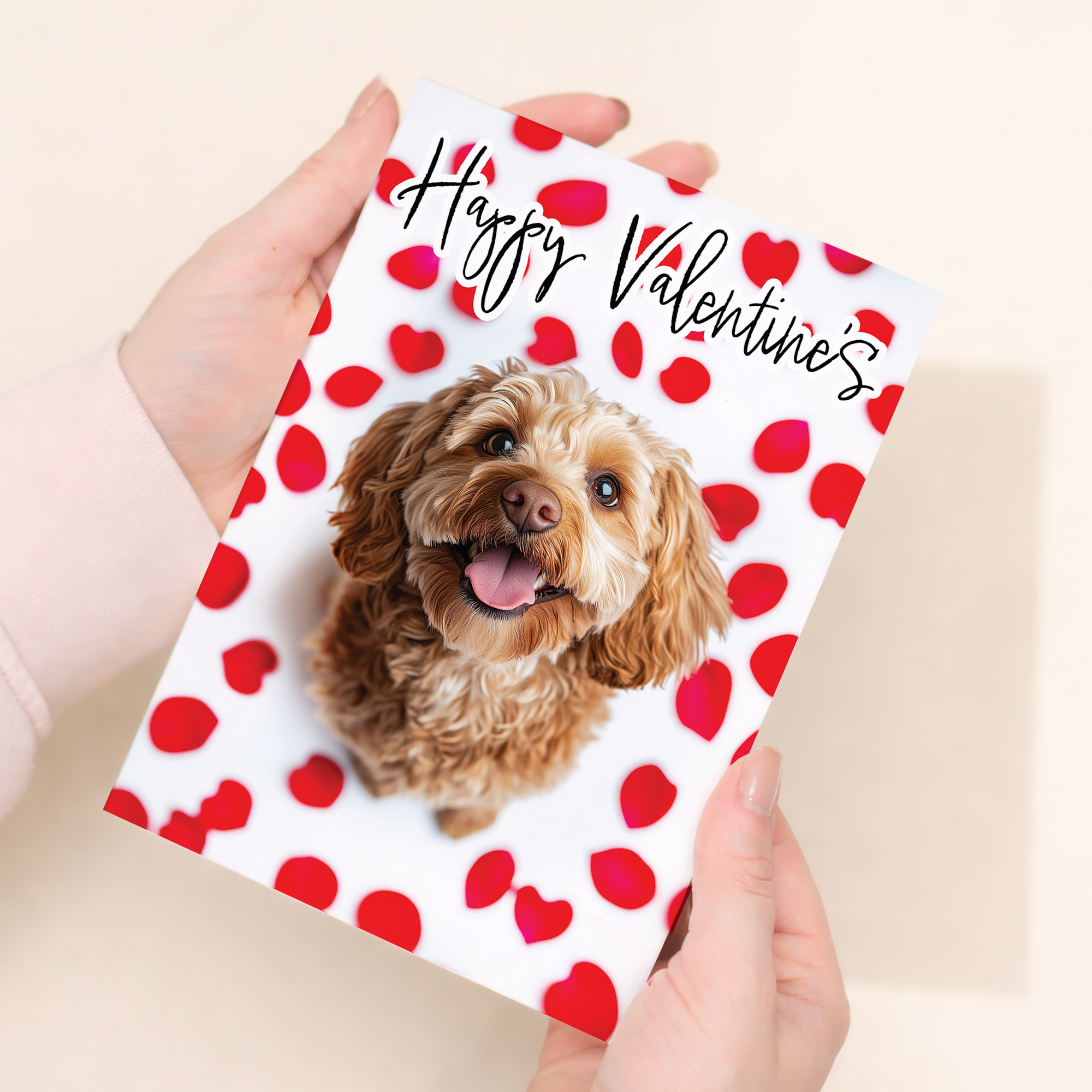 Adorable Cockerpoo Valentine's Day Card from the Dog, Eco-Friendly Material, for Him or Her