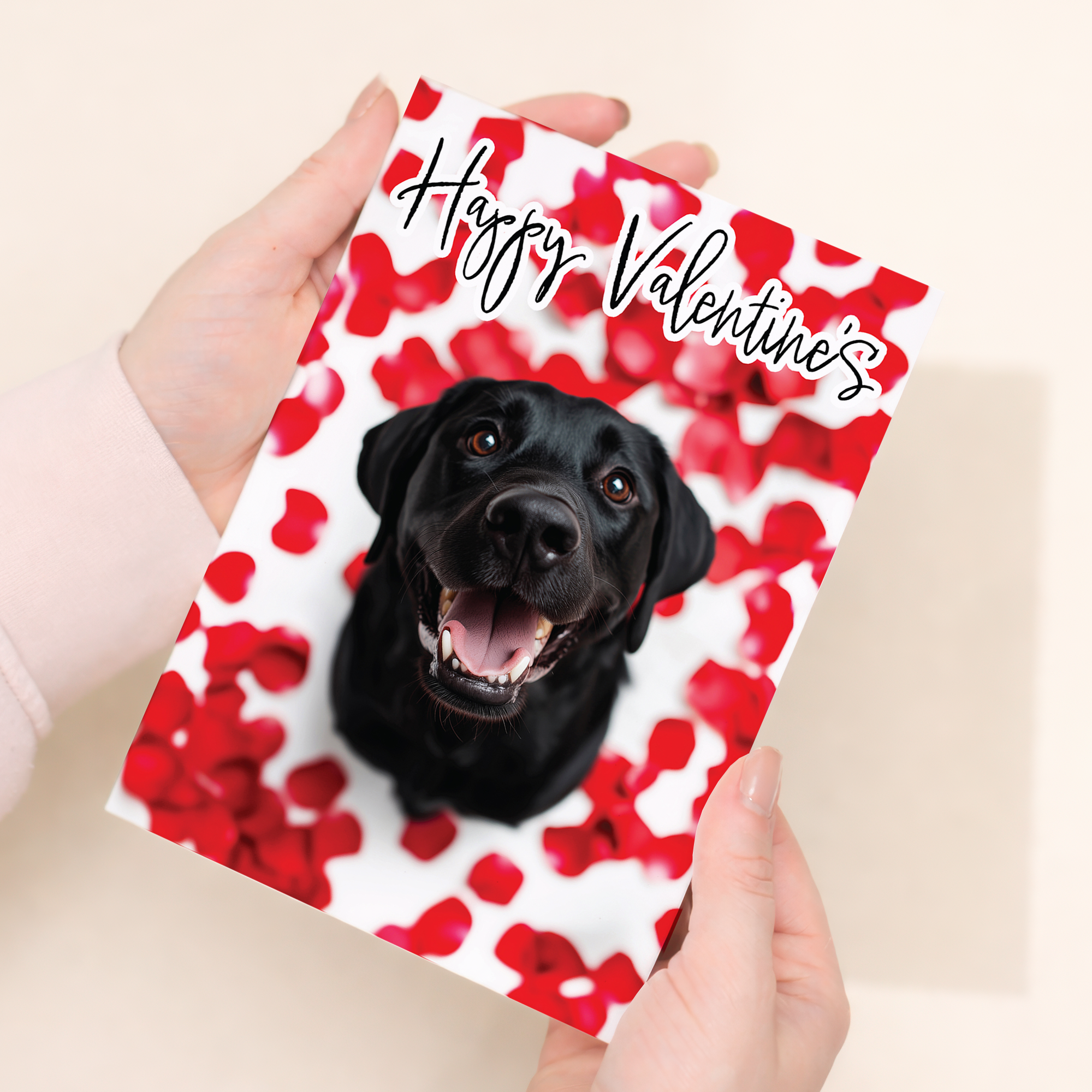 Charming Black Labrador Valentine's Day Card, Eco-Friendly Material, From the Dog for Him or Her