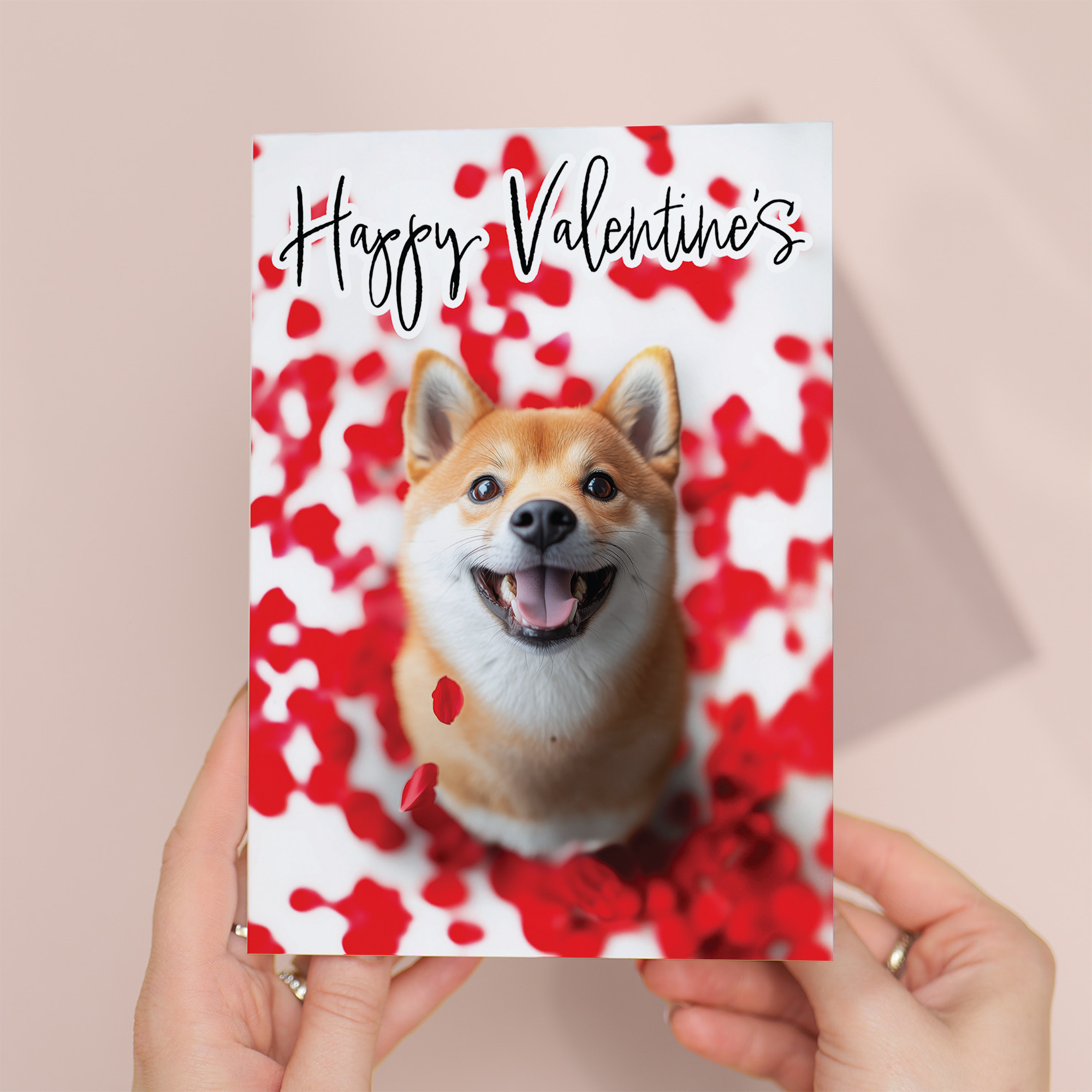 Adorable Shiba Inu Valentine's Day Card, Eco-Friendly Material, From the Dog For Him or Her