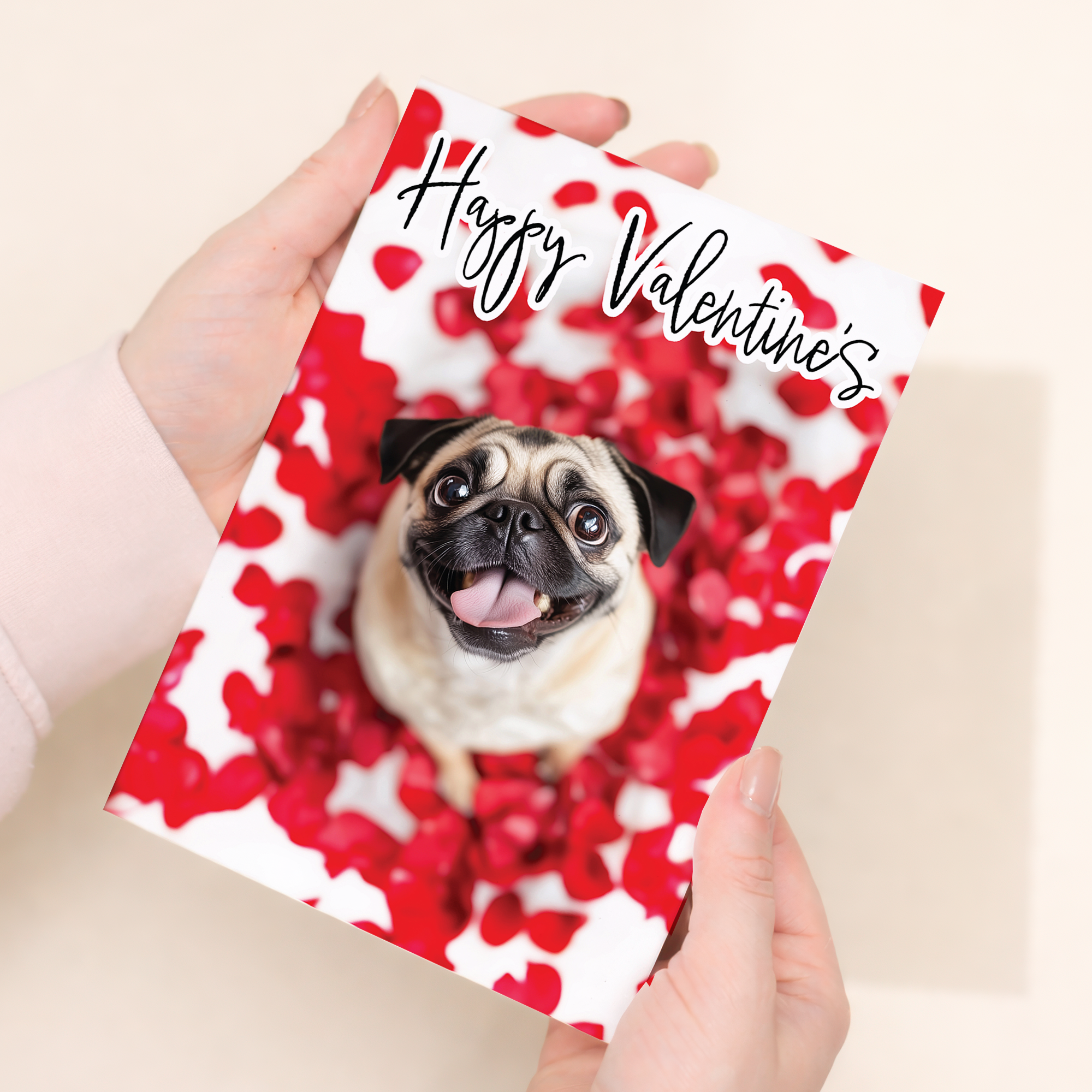 Cute Pug Valentine's Day Card, Eco-Friendly Material, For Him or Her, From the Dog
