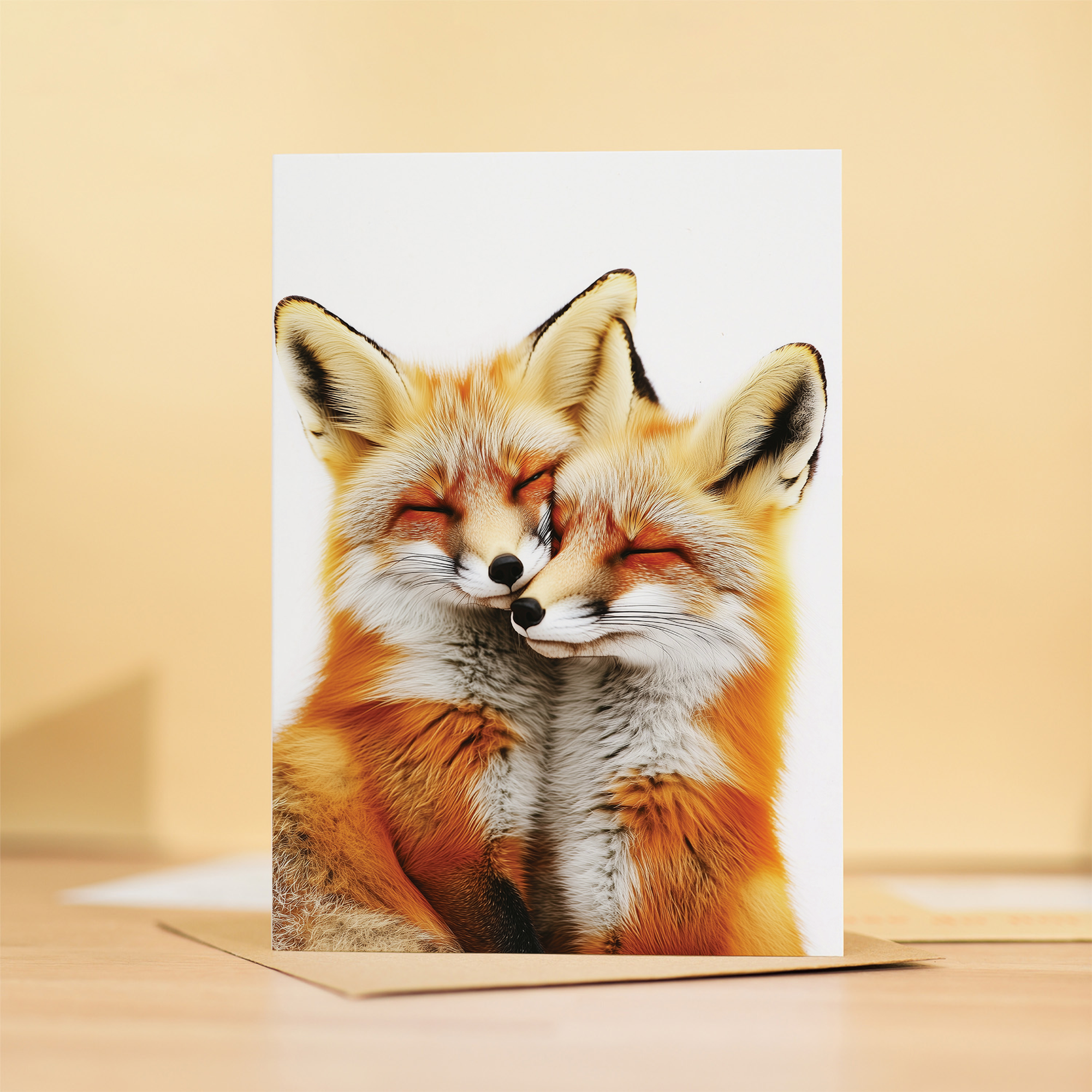 Romantic Anniversary Card with Cute Nuzzling Foxes, Eco-Friendly Material, For Husband, Wife, Boyfriend or Girlfriend