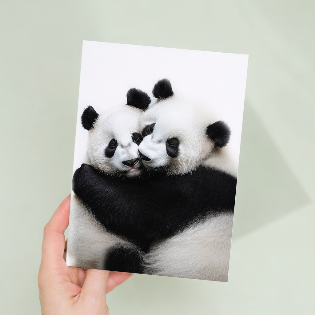 Adorable Cuddling Pandas Anniversary Card, Eco-Friendly Material, For Him or Her
