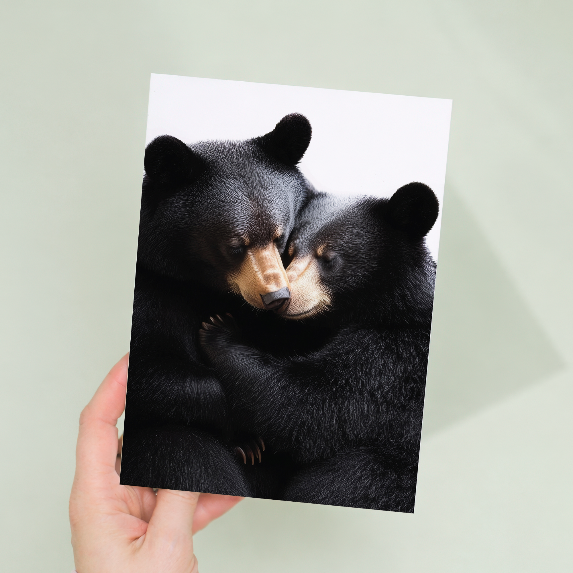 Adorable Bears Cuddling Anniversary Card, Eco-Friendly Material, For Him or Her