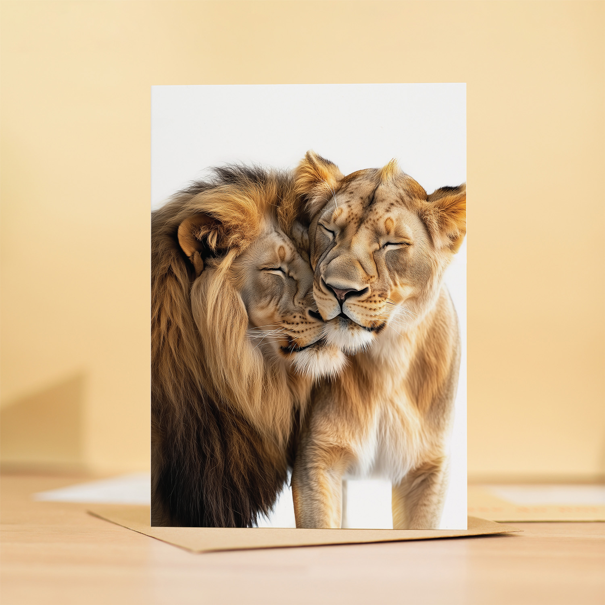 Adorable Lions Anniversary Card with Realistic Illustration, Eco-Friendly Material, For Him or Her