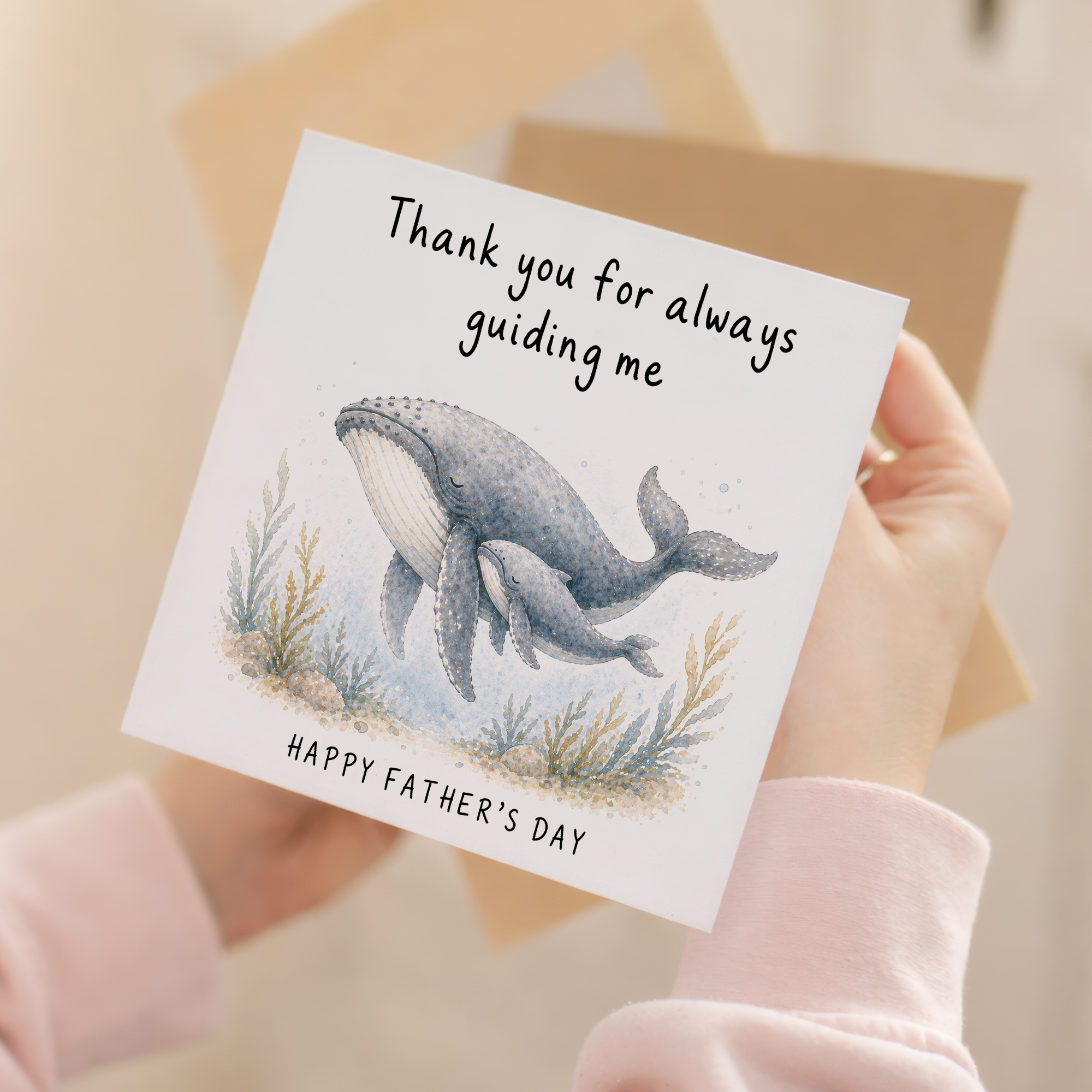 Father's Day Card Thank You For Always Guiding Me Whale