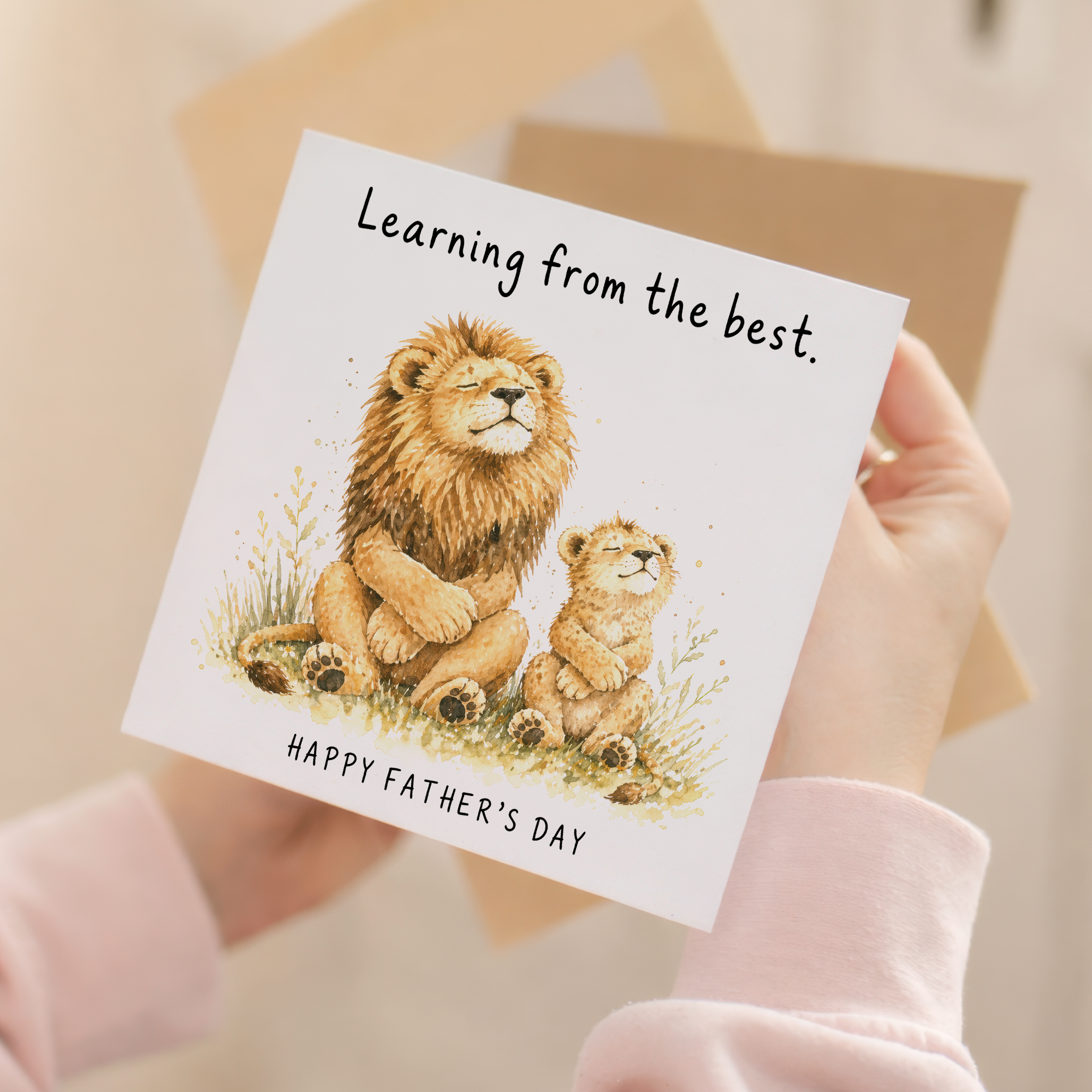 Father's Day Card Learning From The Best Lion Dad and Cub