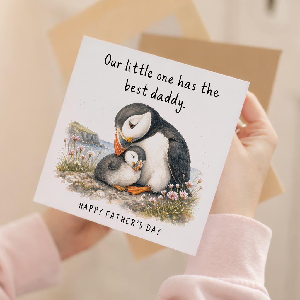 Father's Day Card Our Little One Has The Best Daddy Puffin