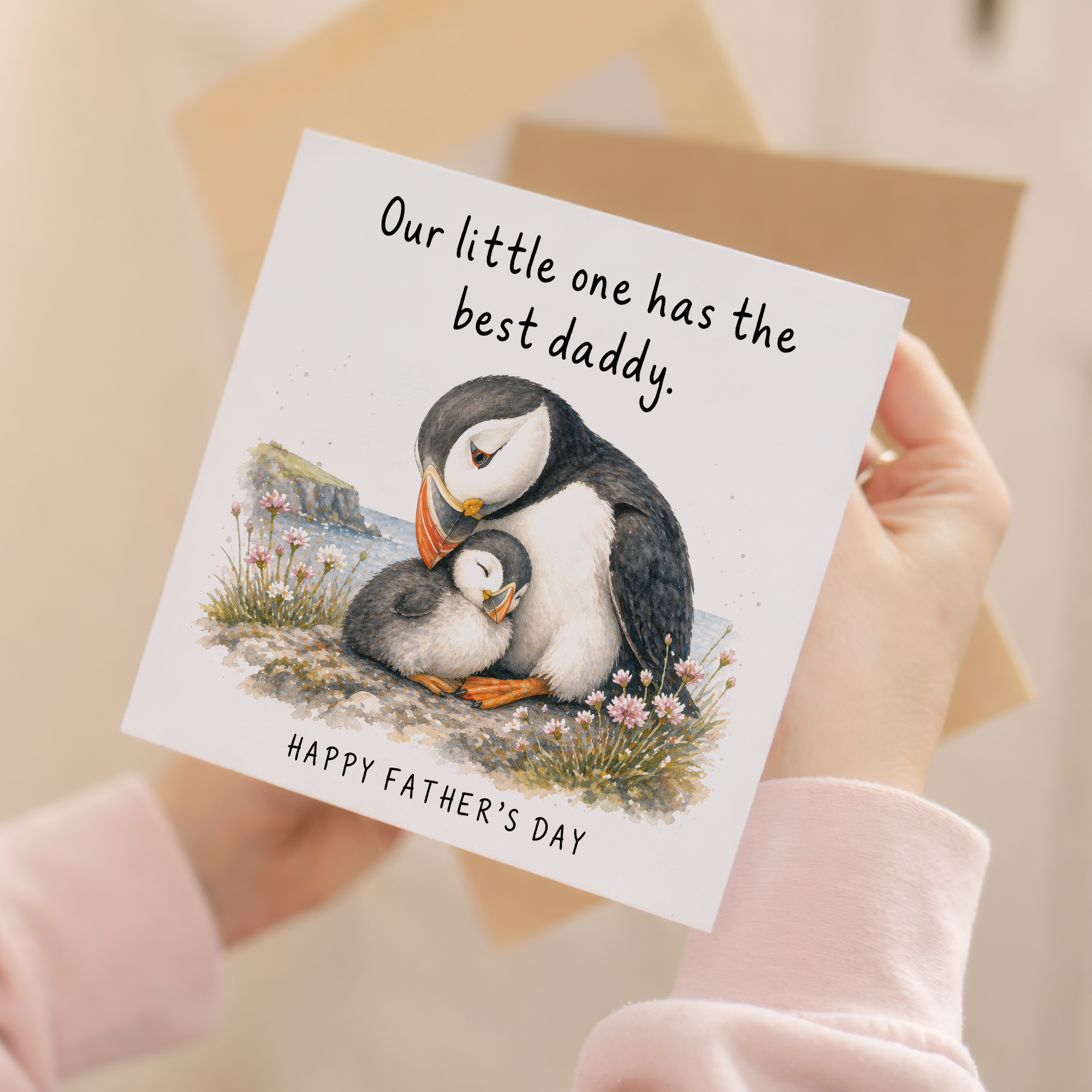 Father's Day Card Our Little One Has The Best Daddy Puffin