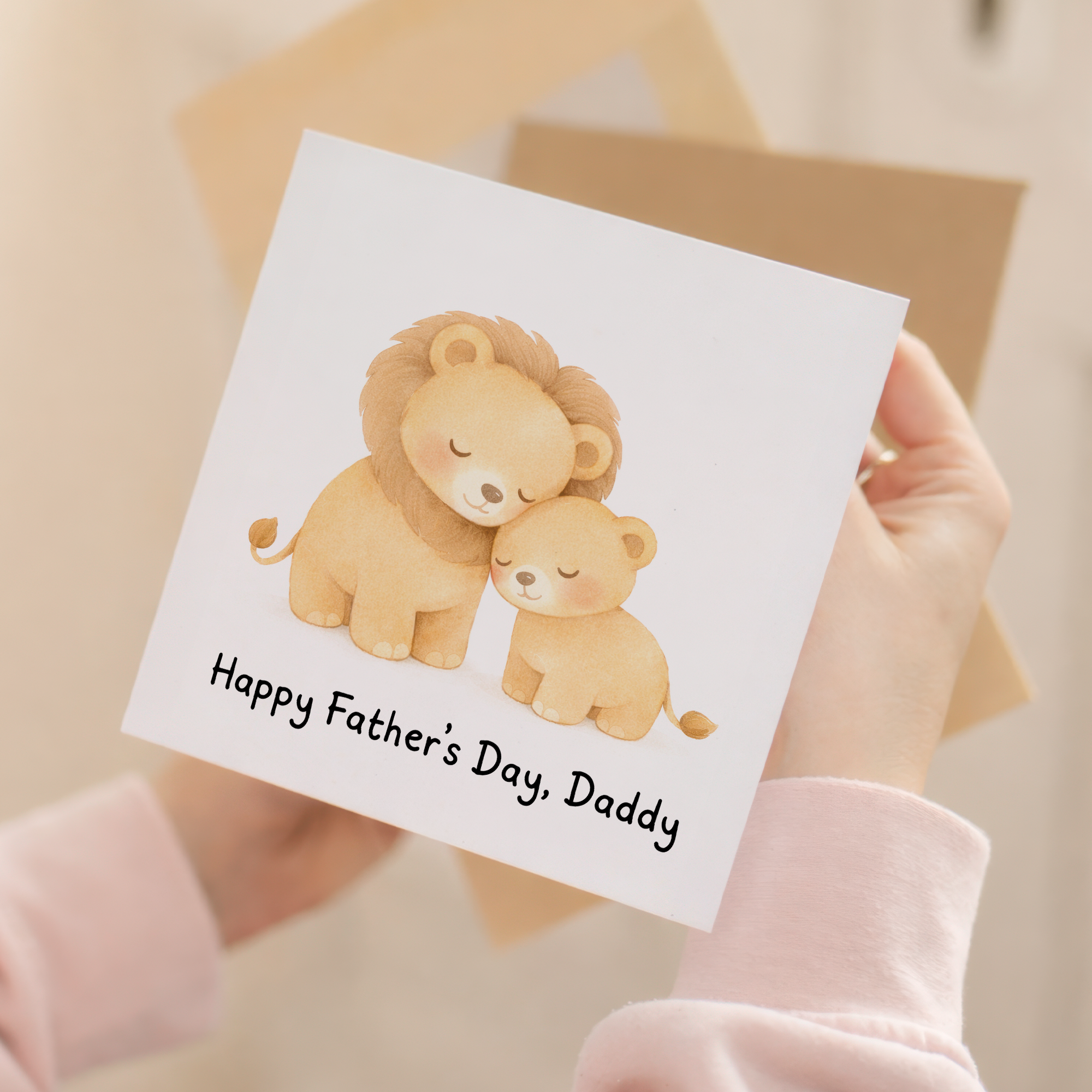 Father's Day Card Happy Father's Day, Daddy Lion and Cub