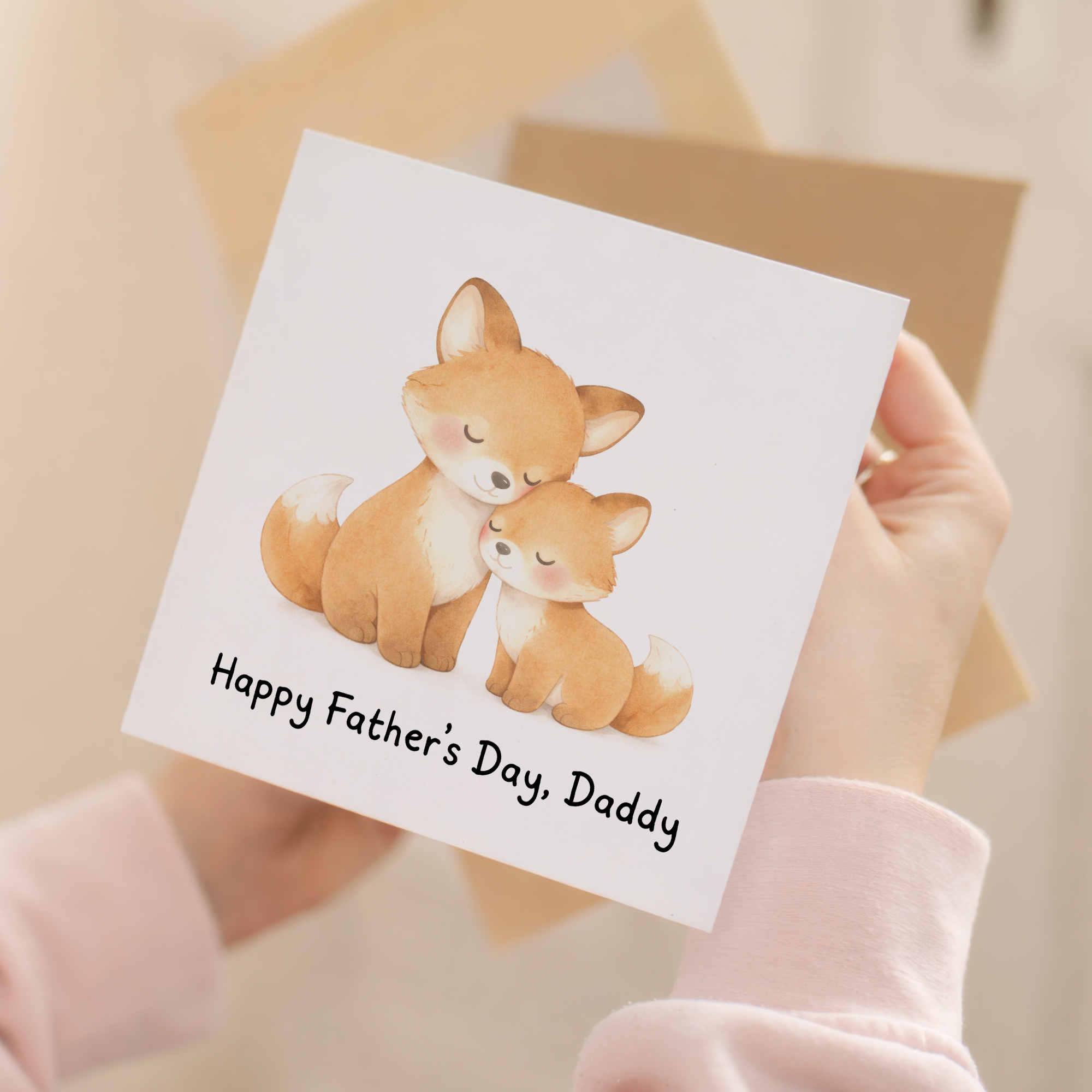 Father's Day Card Happy Father's Day, Daddy Fox and Cub