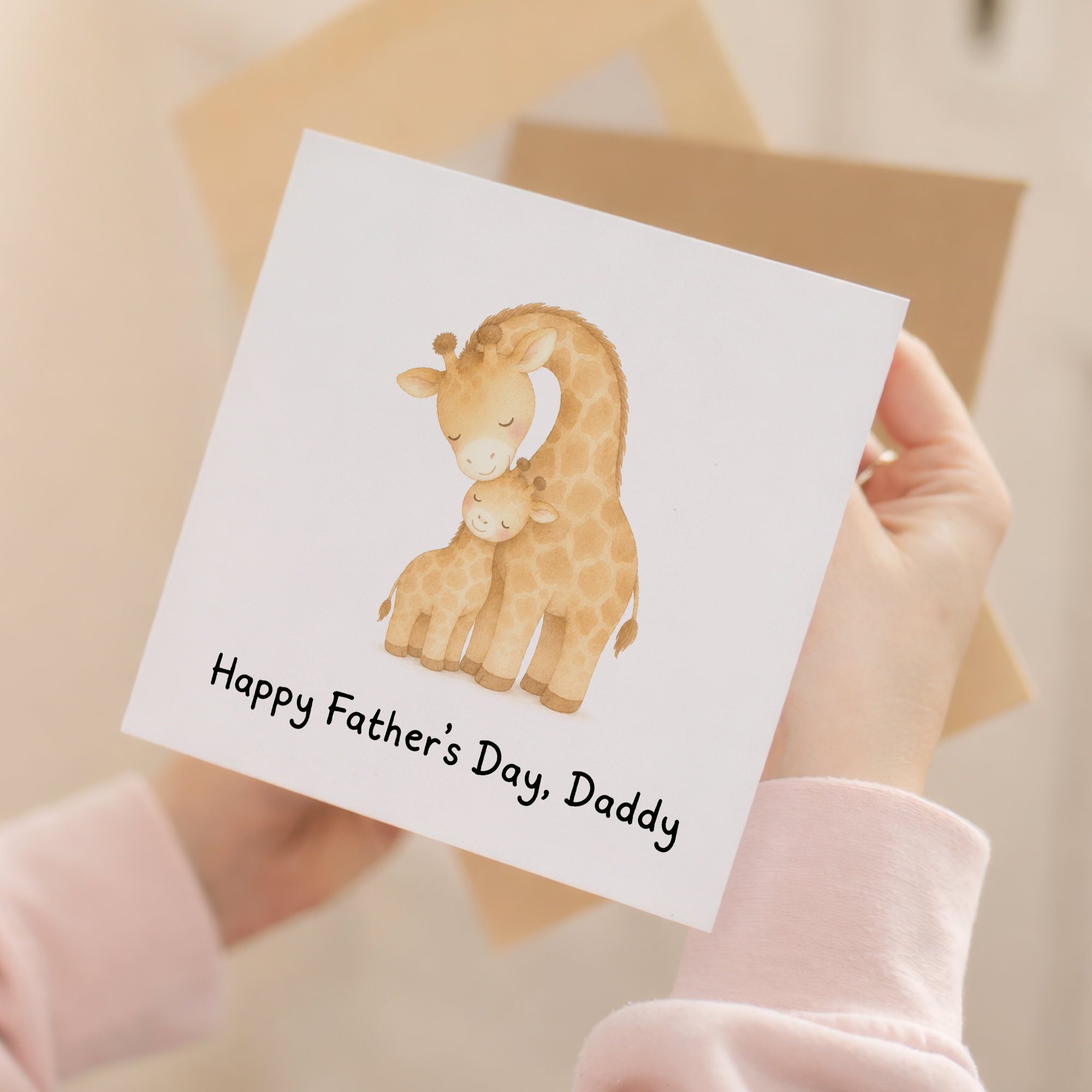 Father's Day Card For Daddy With Cute Giraffe Illustration