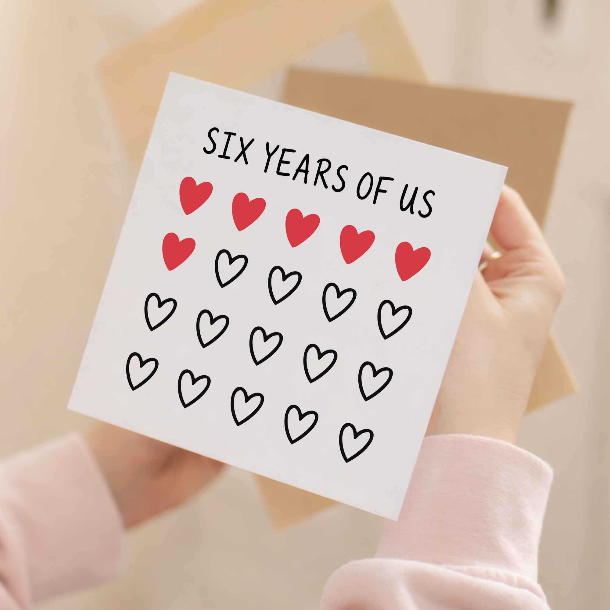 6th Anniversary Card for Couple - Six Years of Us Hearts Card