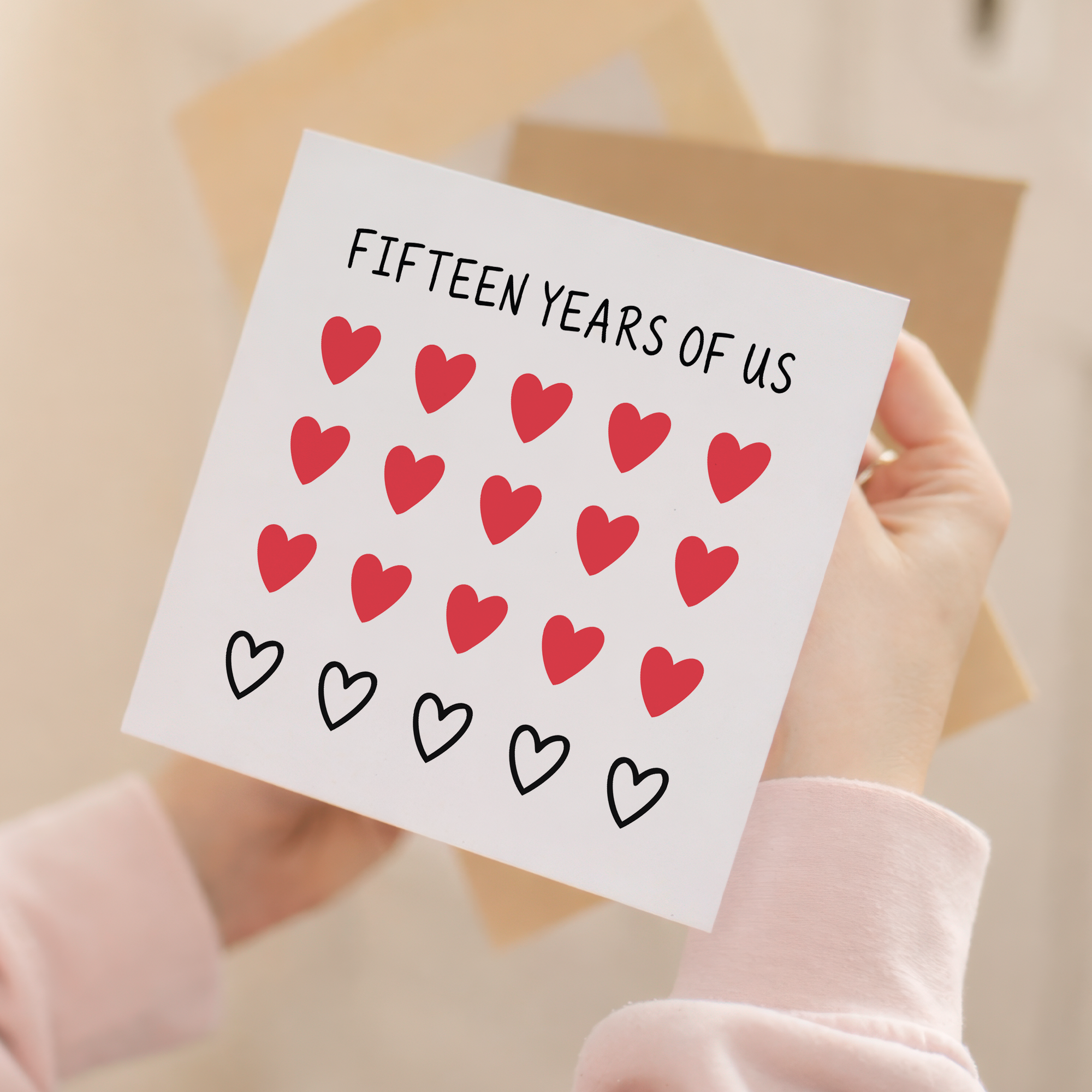 15th Anniversary Card for Couple - Fifteen Years of Us Hearts Card