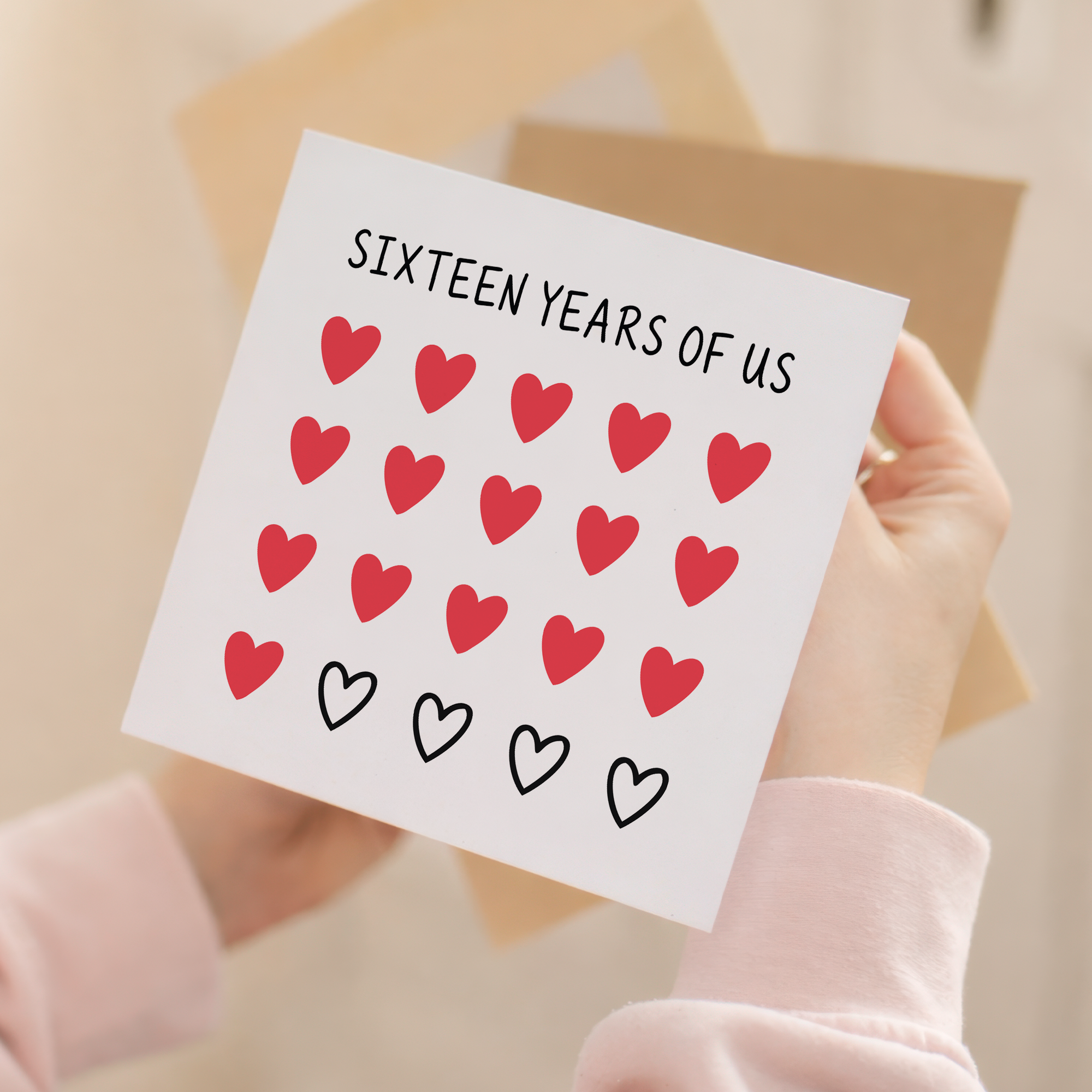 16th Anniversary Card for Couple - Sixteen Years of Us Hearts Card