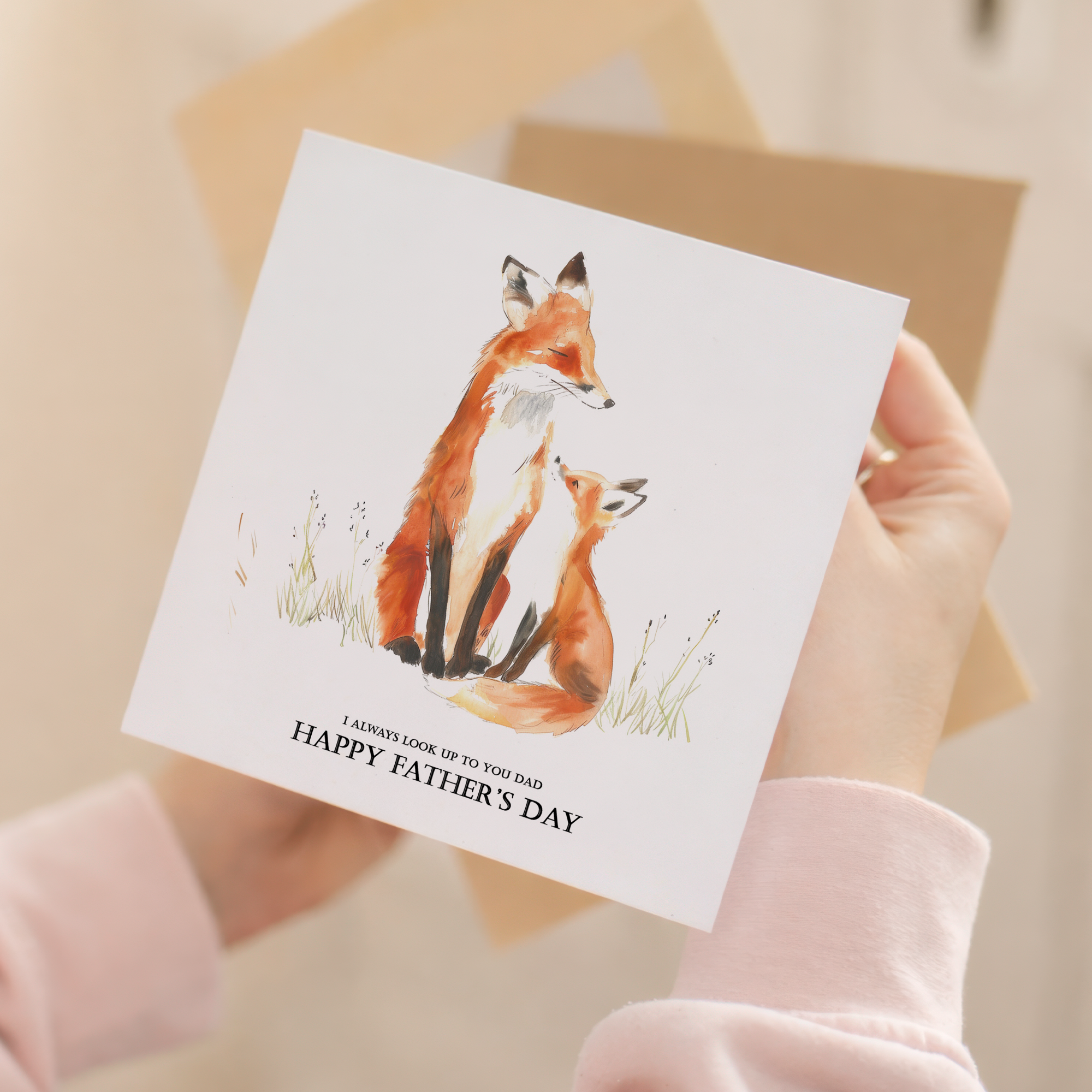 Father's Day Fox and Cub Card for Dad
