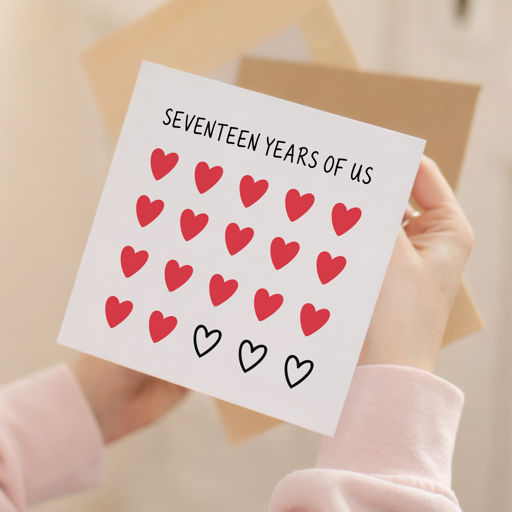 17th Anniversary Card for Couple - Seventeen Years of Us Hearts Card
