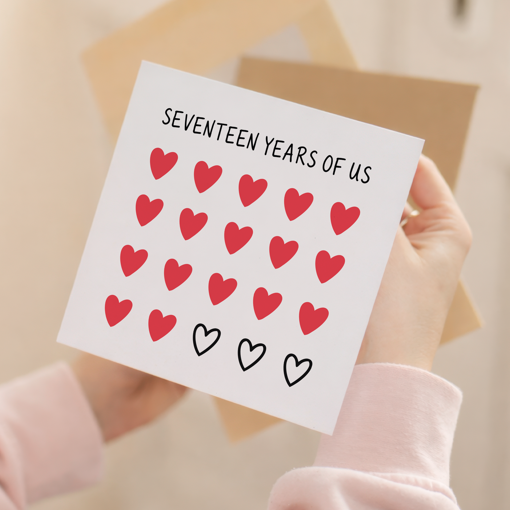 17th Anniversary Card for Couple - Seventeen Years of Us Hearts Card