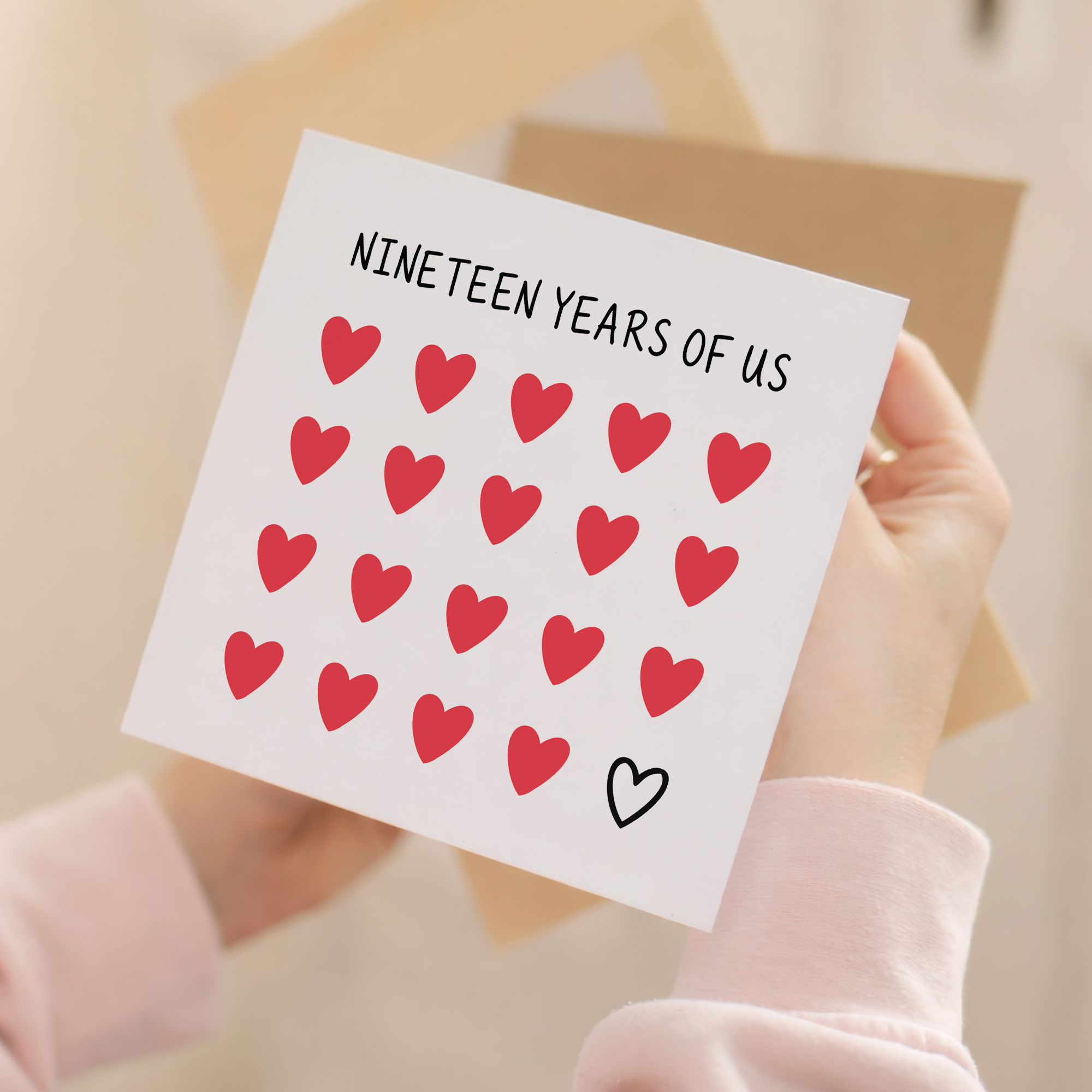 19th Anniversary Card for Couple - Nineteen Years of Us Hearts Card