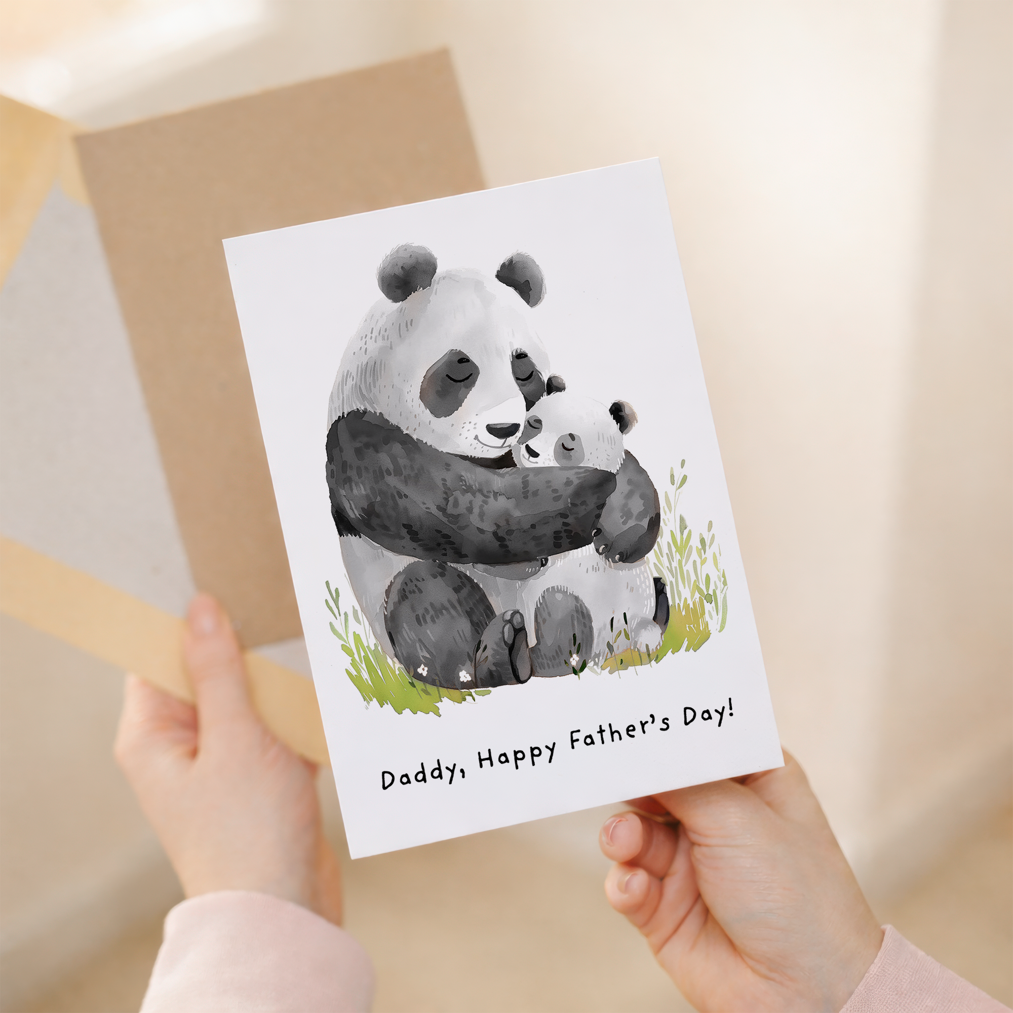 Father's Day Card For Daddy Cute Panda Bear and Cub Illustration Father's Day Card For Dad Father's Day Gift From Child