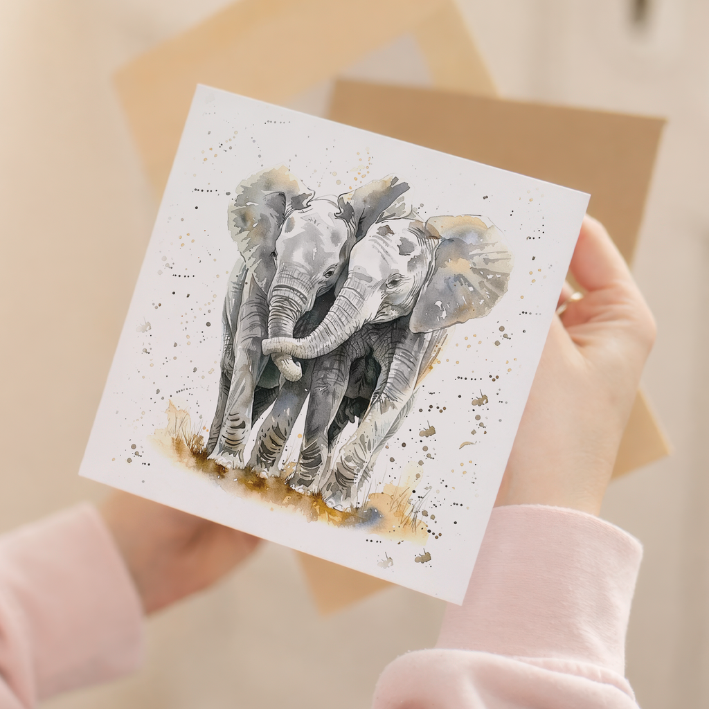 Anniversary Card For Husband or Wife Anniversary Card For Boyfriend or Girlfriend Cute Elephants Wedding Anniversary For Couple