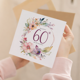 60th Birthday Card For Her Floral Sixtieth Birthday Card Sixty Card For Mum Gran Grandma Auntie 60 Card For Friend Floral Design