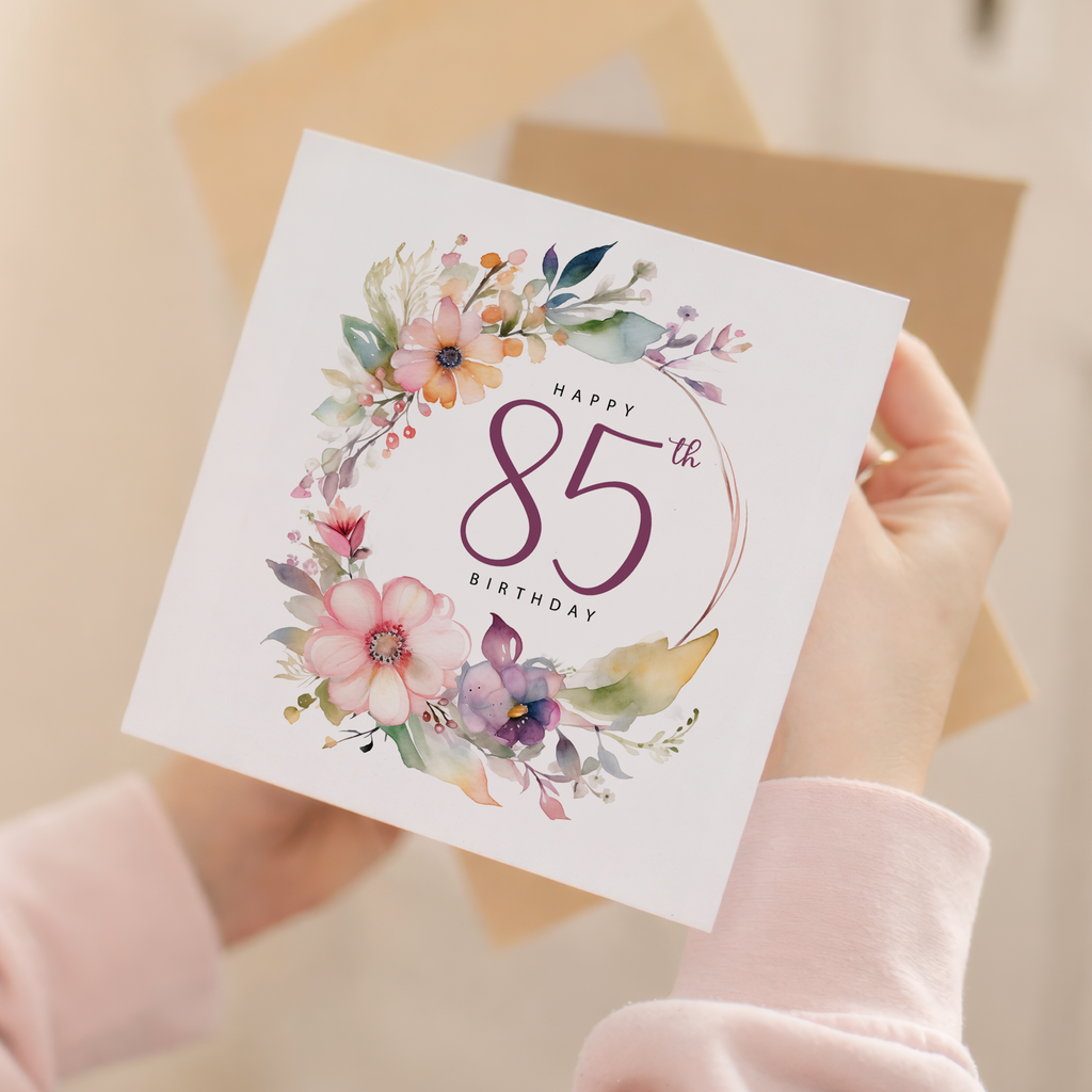 85th Birthday Card For Her Floral Eighty Fifth Birthday Card Eighty Five Card For Mum Gran Grandma Auntie 85 Card For Friend Floral Design