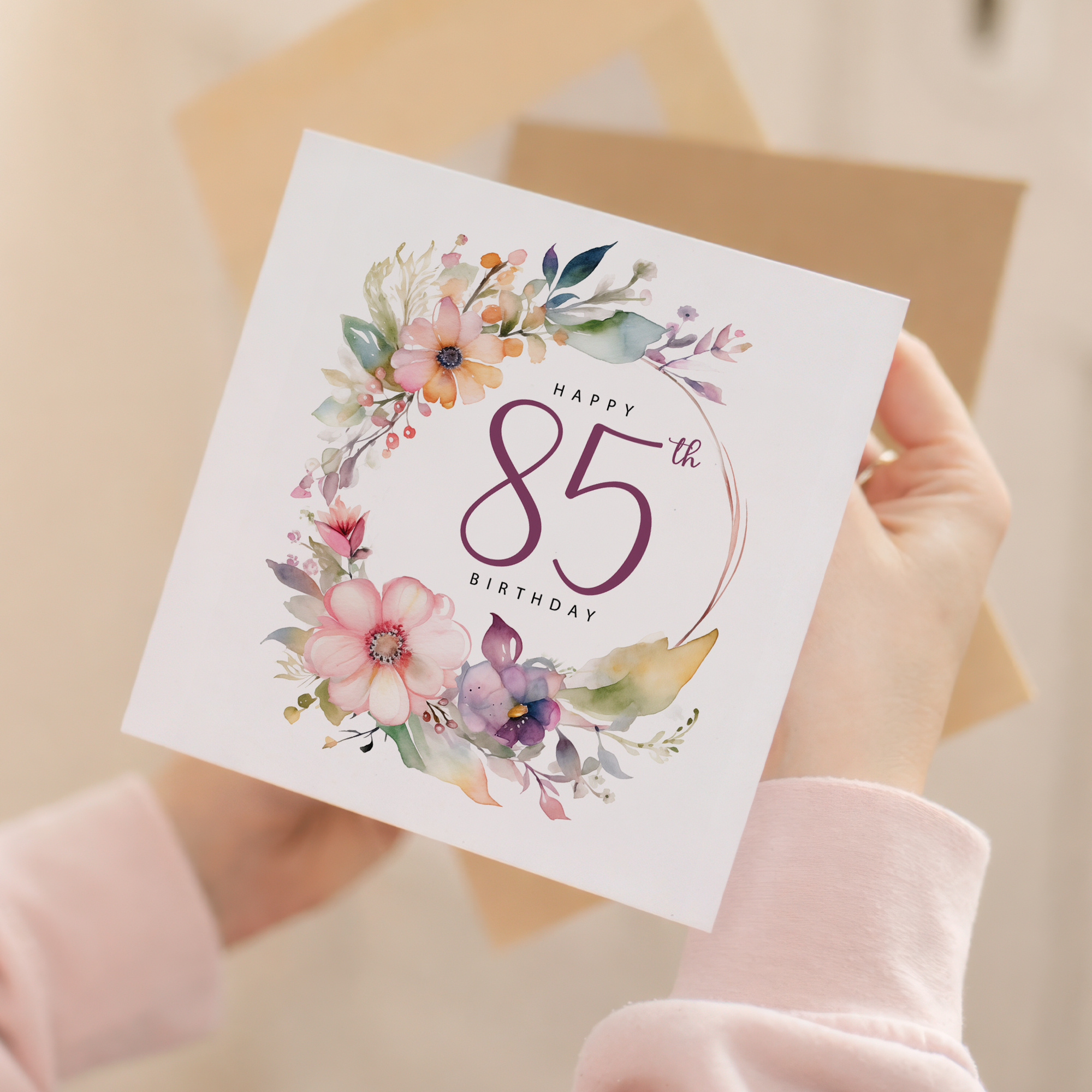 85th Birthday Card For Her Floral Eighty Fifth Birthday Card Eighty Five Card For Mum Gran Grandma Auntie 85 Card For Friend Floral Design