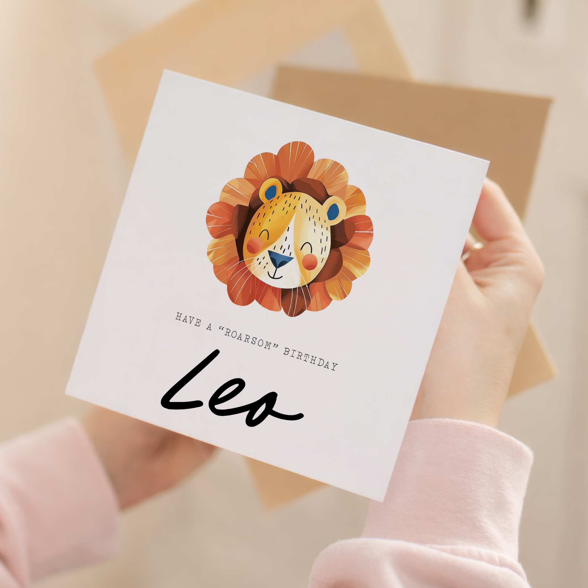 Personalised Children's Birthday Card Lion Childs Birthday Card Cute Lion Birthday Card For Kids Customisable Birthday Card For Children