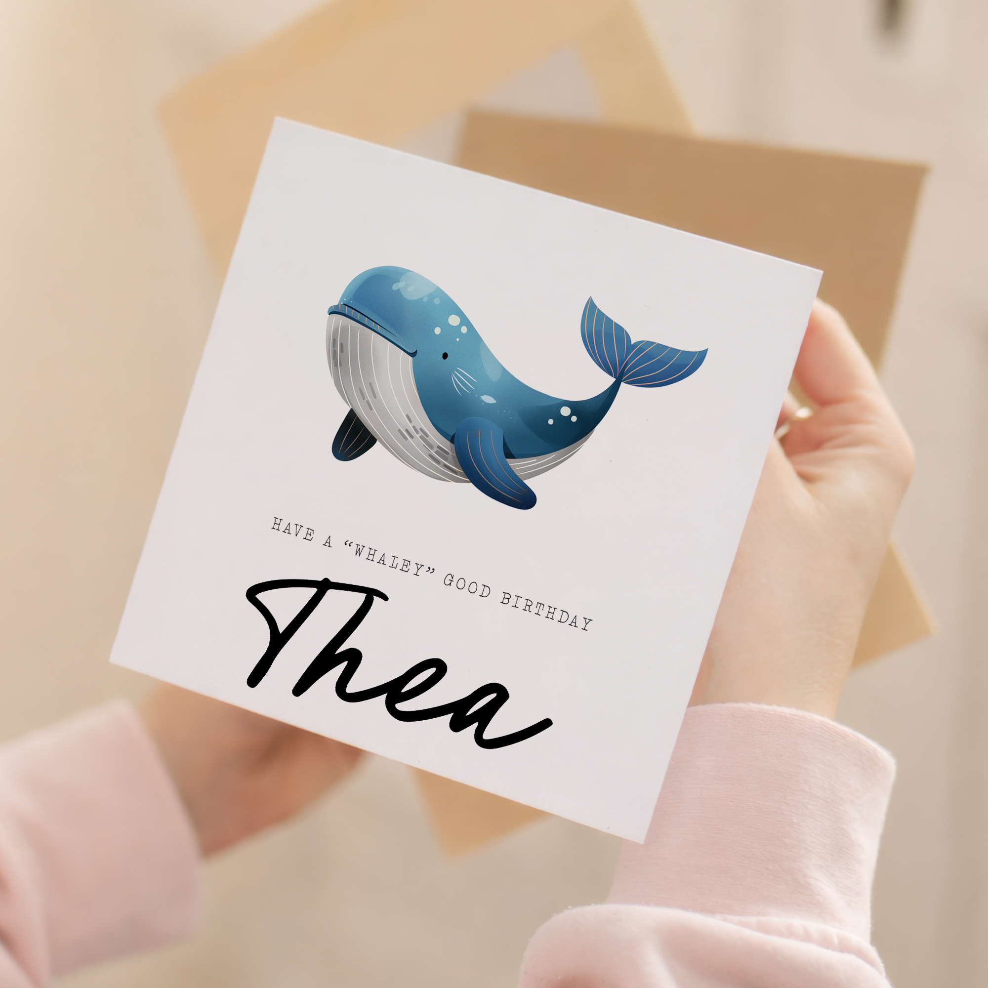 Personalised Children's Birthday Card Whale Childs Birthday Card Cute Whale Birthday Card For Kids Customisable Birthday Card For Children