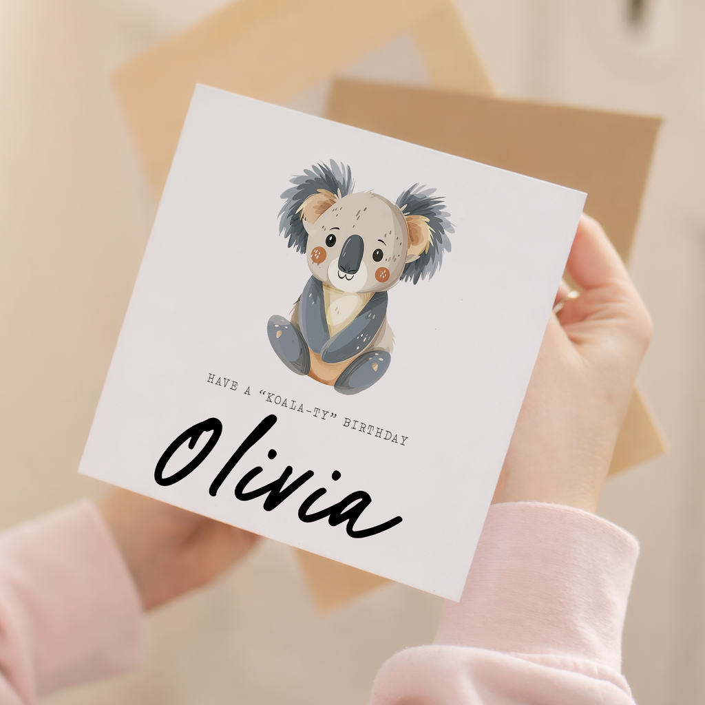 Personalised Children's Birthday Card Koala Childs Birthday Card Cute Koala Birthday Card For Kids Customisable Birthday Card For Children
