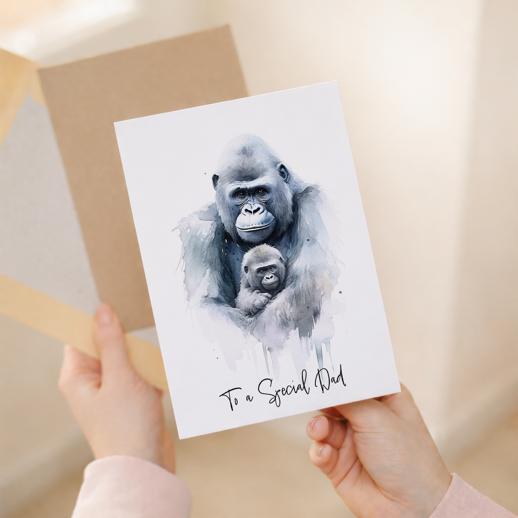 Birthday Card For Dad Card for Fathers Day Birthday Card For Her Birthday Gift For Dad Happy Birthday Card For Dad with Gorilla Illustration