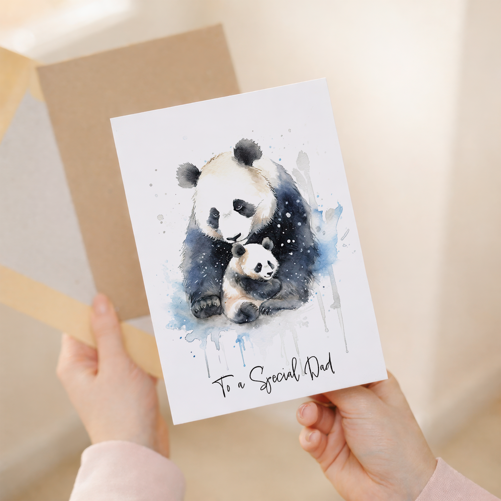 Birthday Card For Dad Card for Fathers Day Birthday Card For Her Birthday Gift For Dad Happy Birthday Card For Dad with Panda Illustration
