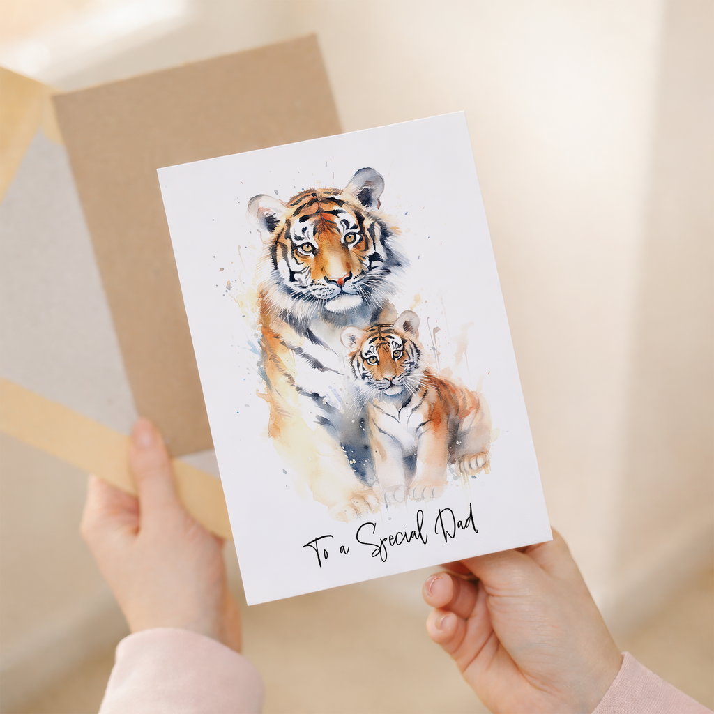 Birthday Card For Dad Card for Fathers Day Birthday Card For Her Birthday Gift For Dad Happy Birthday Card For Dad with Tiger Illustration