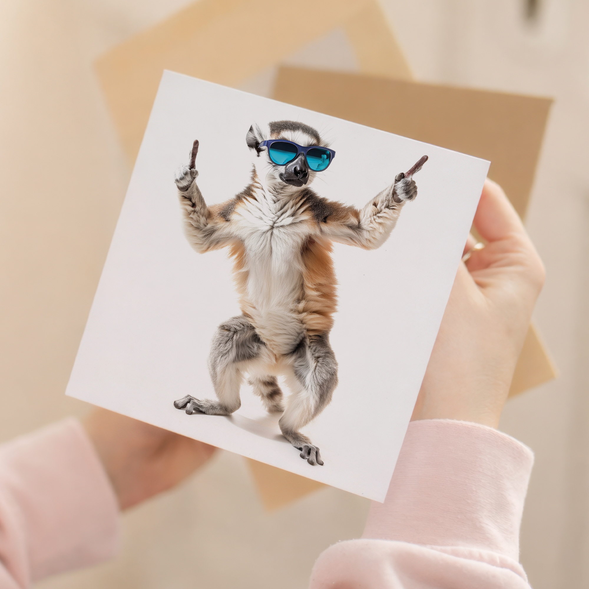 Fun Lemur Birthday Card with Sunglasses, Eco-Friendly Material, For Him or Her