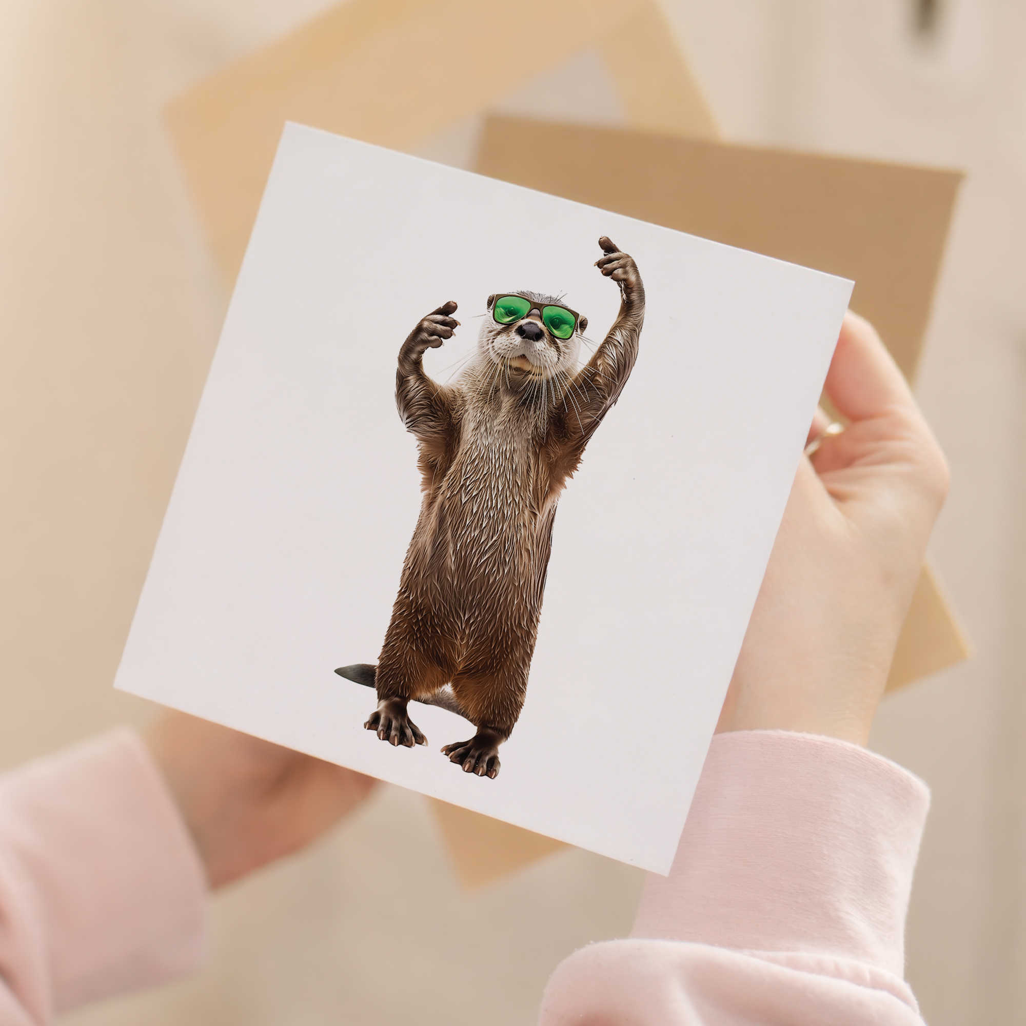 Fun Otter with Sunglasses Birthday Card, Eco-Friendly Material, For Him or Her